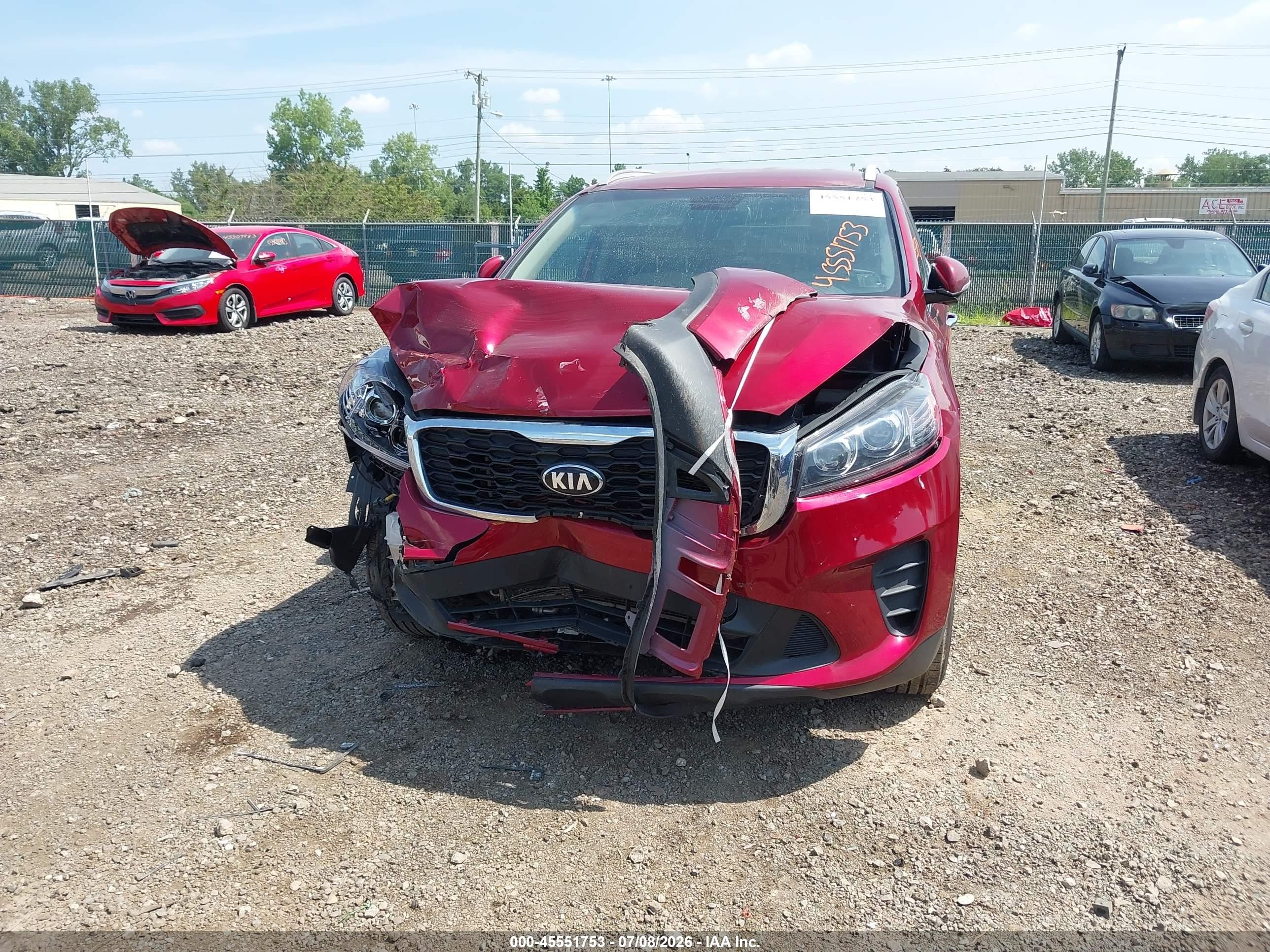 2019 Kia Sorento 2.4l Lx Red vin: 5XYPGDA37KG550979