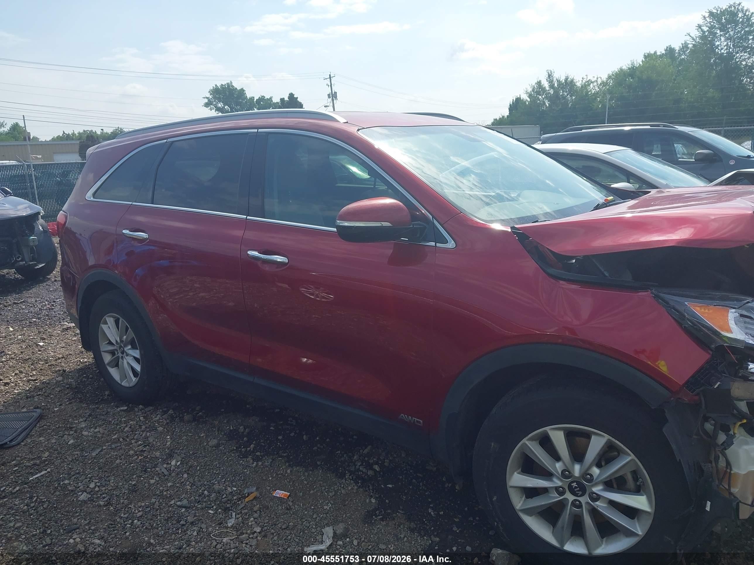 2019 Kia Sorento 2.4l Lx Red vin: 5XYPGDA37KG550979