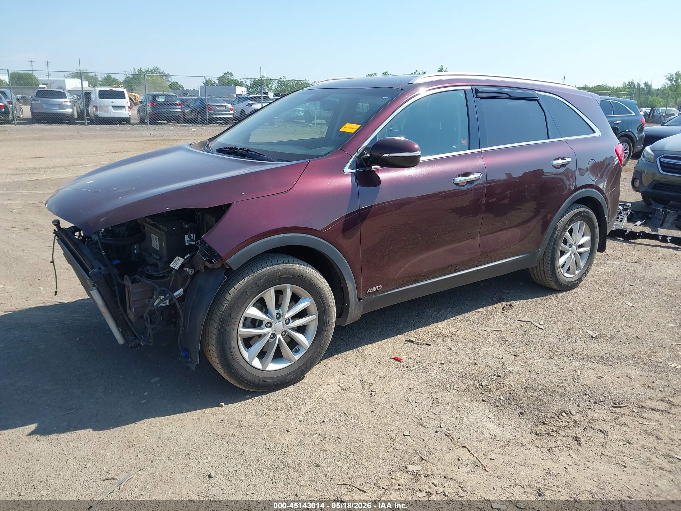 2018 Kia Sorento 2.4l Lx Темно-бордовый vin: 5XYPGDA3XJG431869
