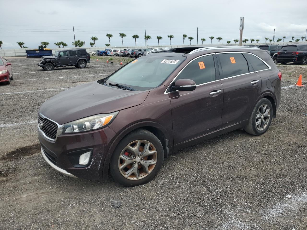 2016 Kia Sorento Sx V6 Burgundy vin: 5XYPK4A51GG006419 Damage: Left Front Fender, Heavy Scratch, 4 To 5 Inches