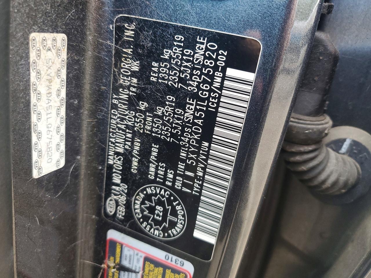 2020 Kia Sorento Sx Charcoal vin: 5XYPKDA51LG675820