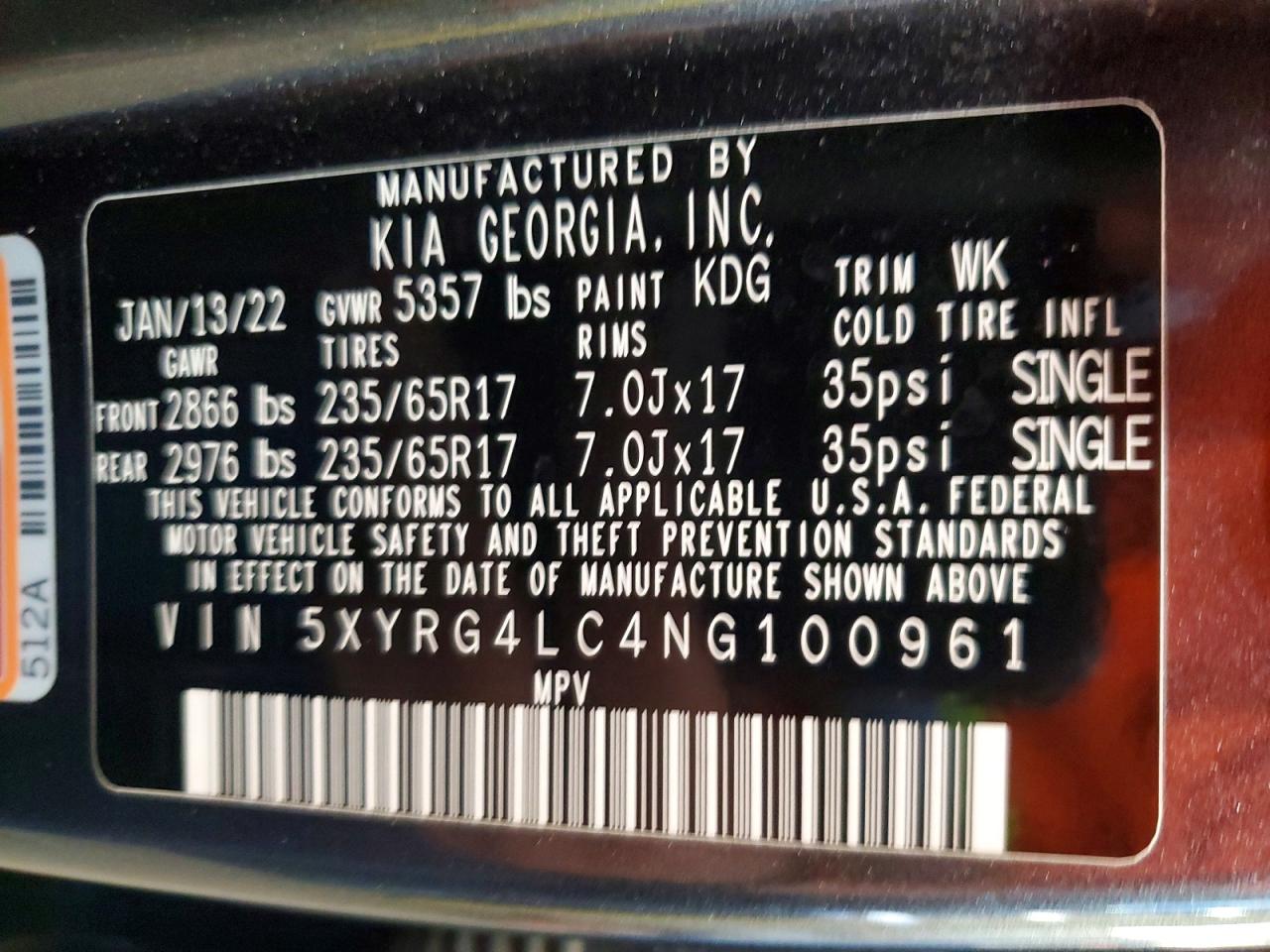 2022 Kia Sorento Lx Gray vin: 5XYRG4LC4NG100961