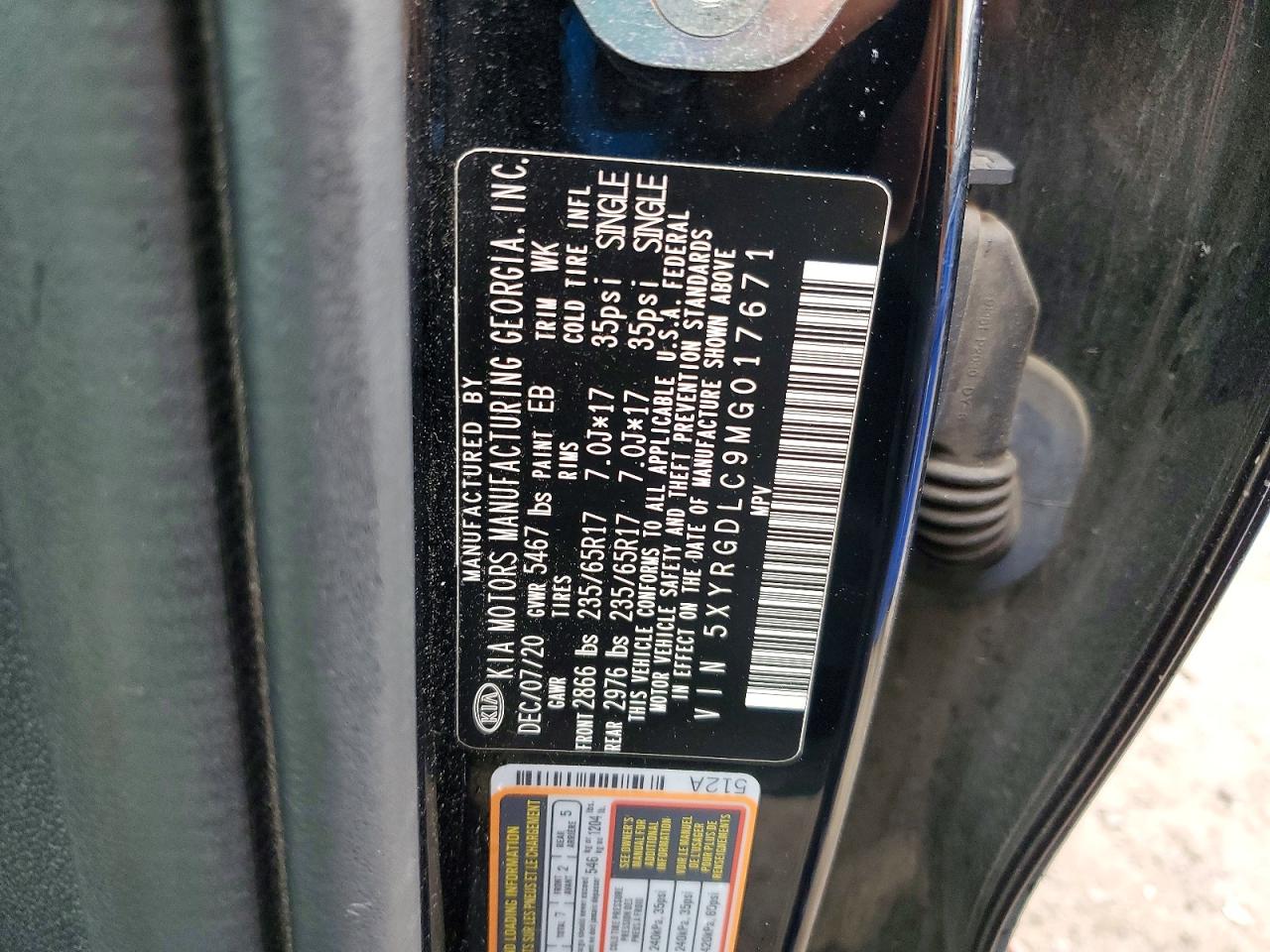 2021 Kia Sorento Lx Черный vin: 5XYRGDLC9MG017671