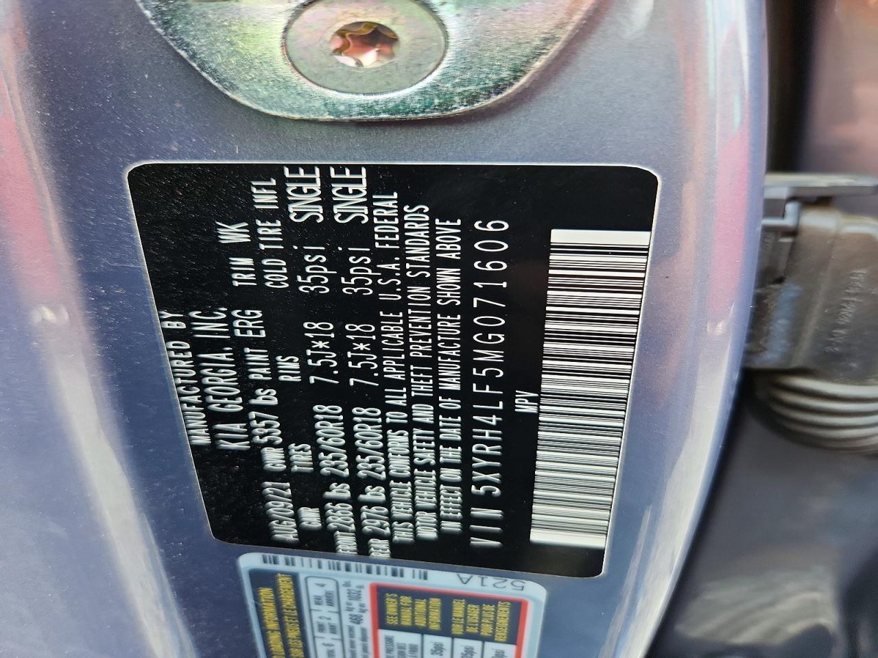2021 Kia Sorento Ex Blue vin: 5XYRH4LF5MG071606