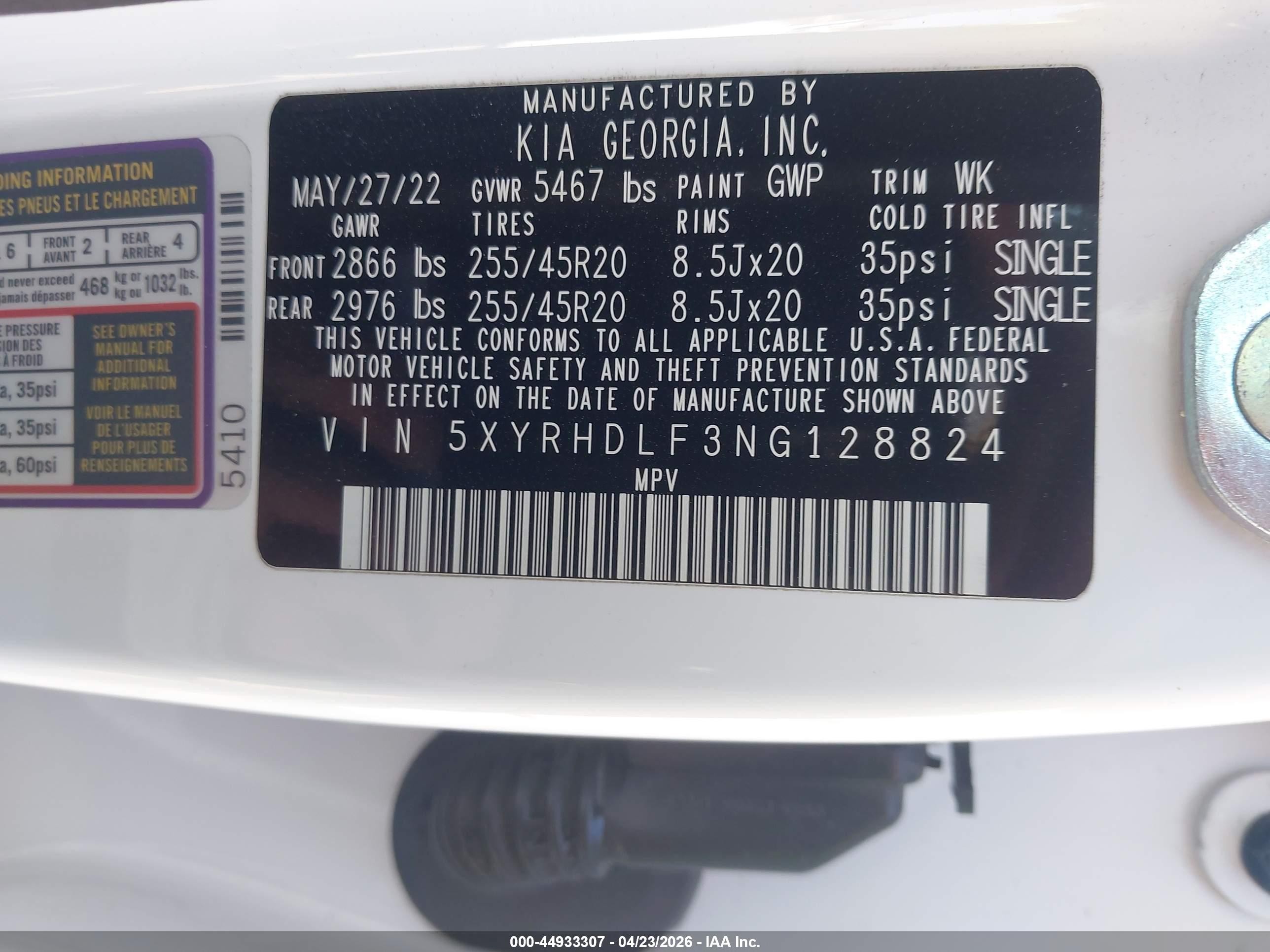 2022 Kia Sorento X-line Ex White vin: 5XYRHDLF3NG128824