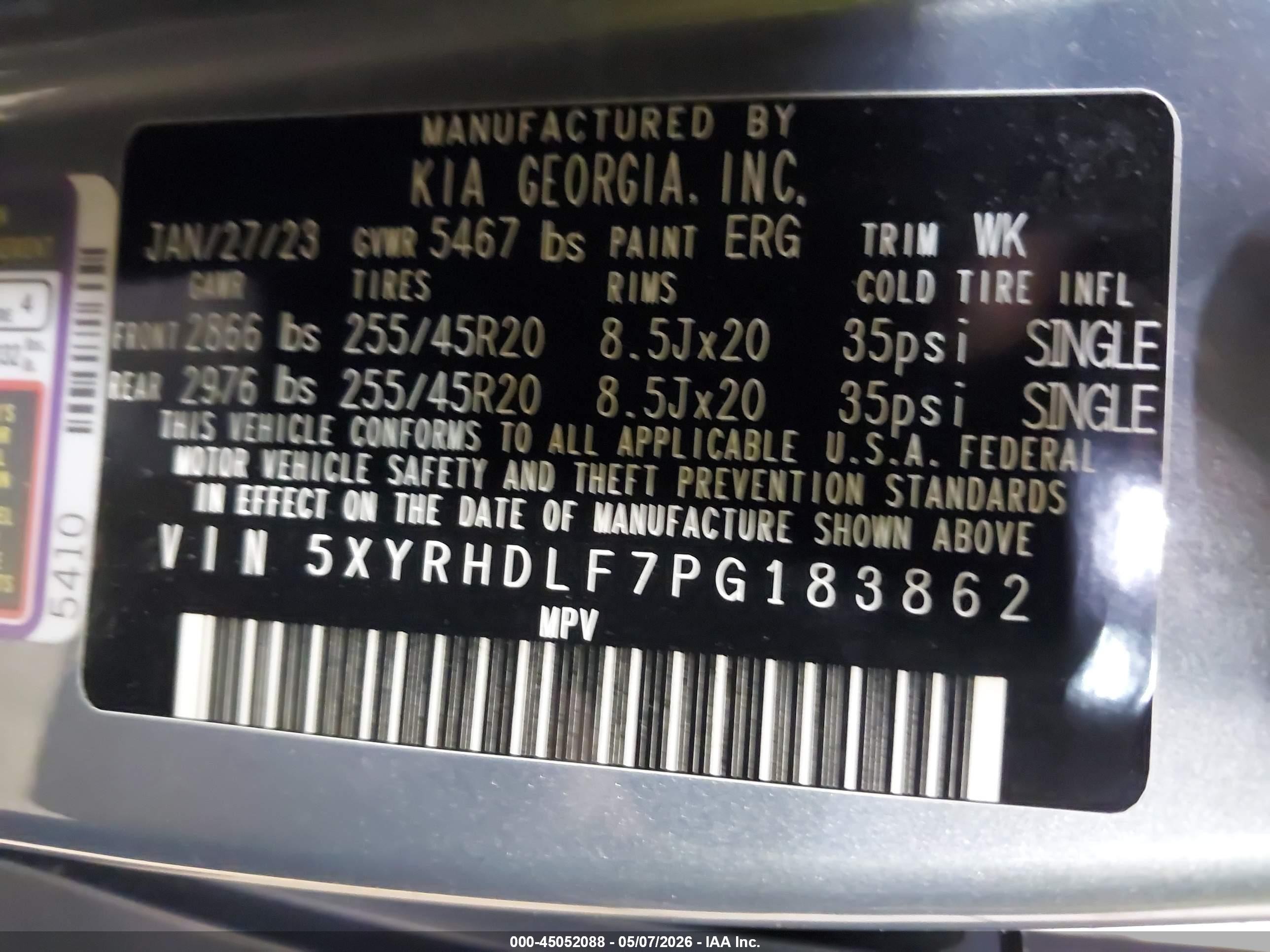 2023 Kia Sorento X-line Ex Серый vin: 5XYRHDLF7PG183862
