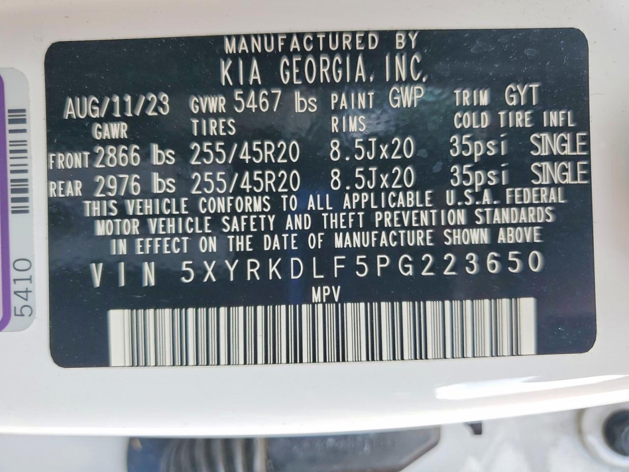 2023 Kia Sorento Sx White vin: 5XYRKDLF5PG223650