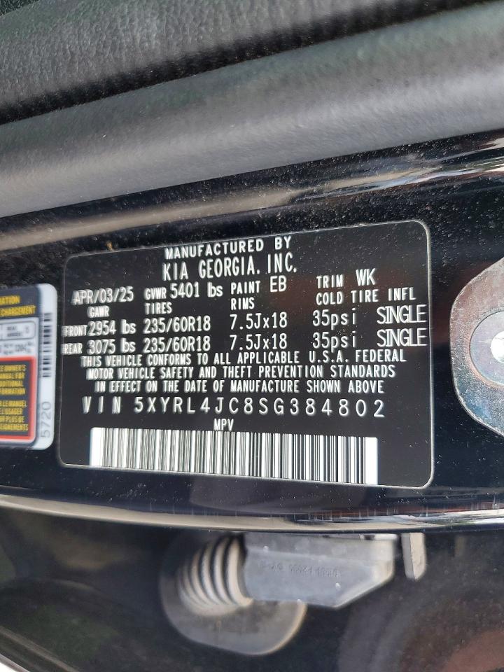 2025 Kia Sorento S Black vin: 5XYRL4JC8SG384802