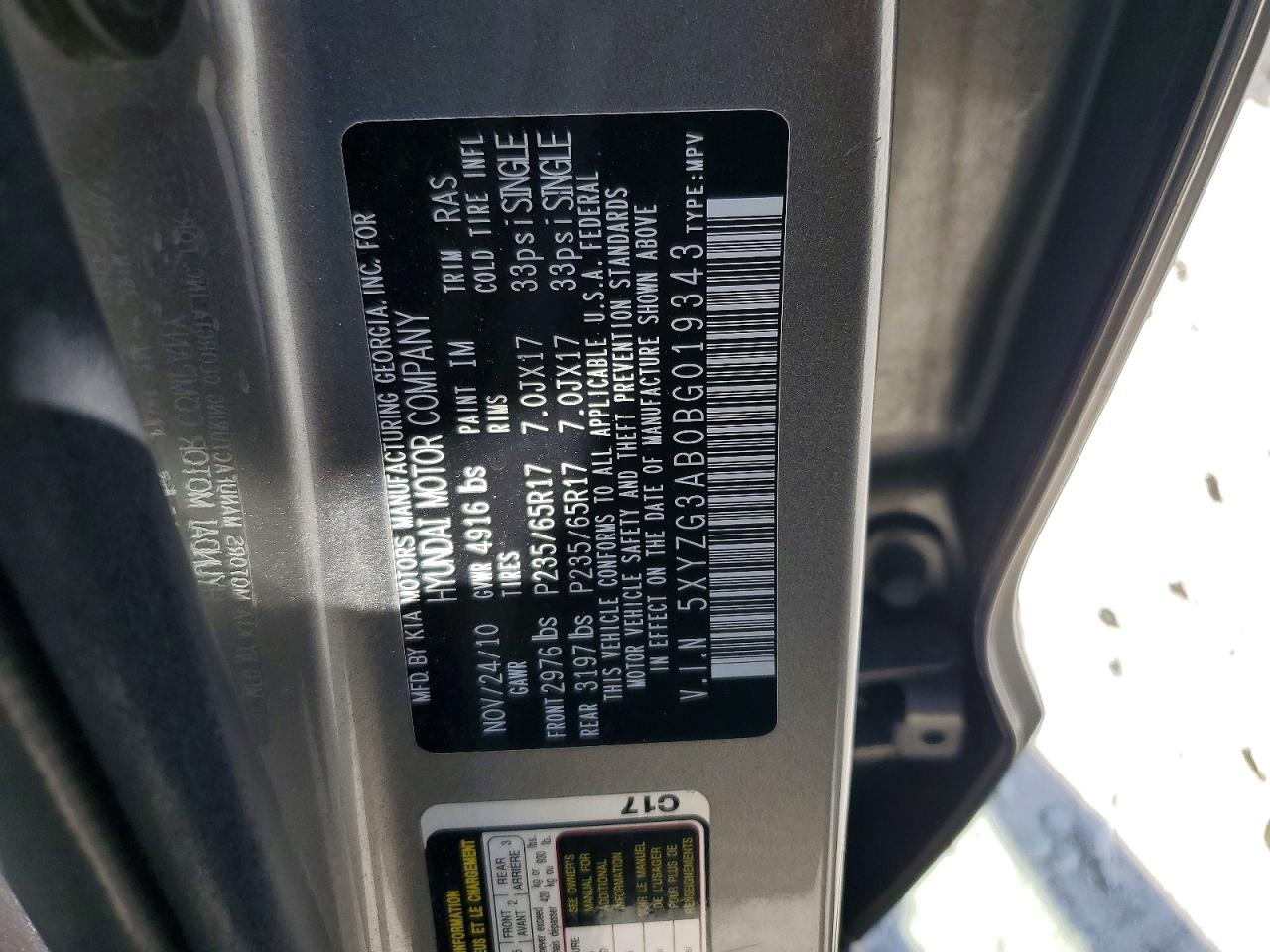 2011 Hyundai Santa Fe Gls Черный vin: 5XYZG3AB0BG019343
