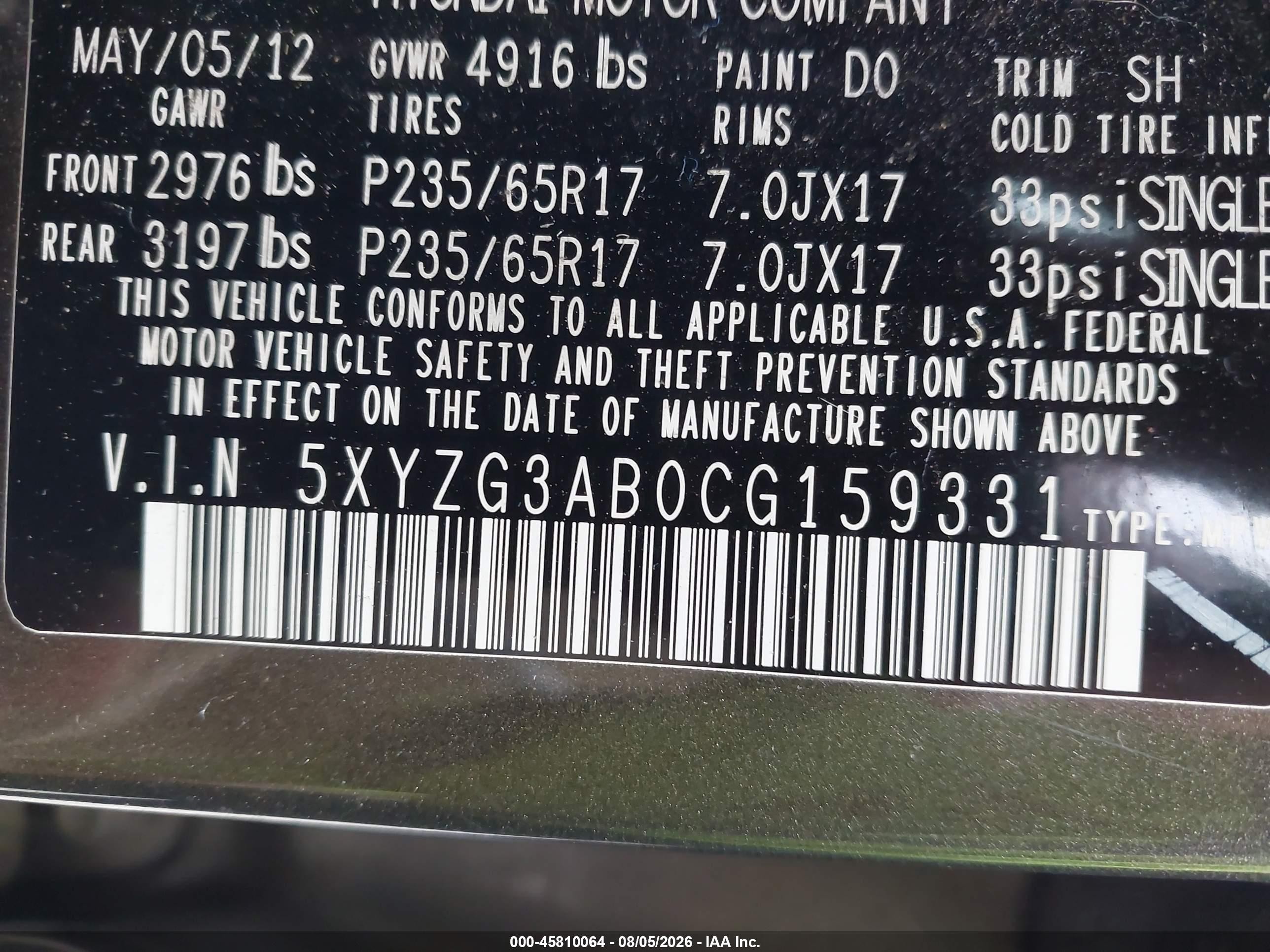 2012 Hyundai Santa Fe Gls Green vin: 5XYZG3AB0CG159331
