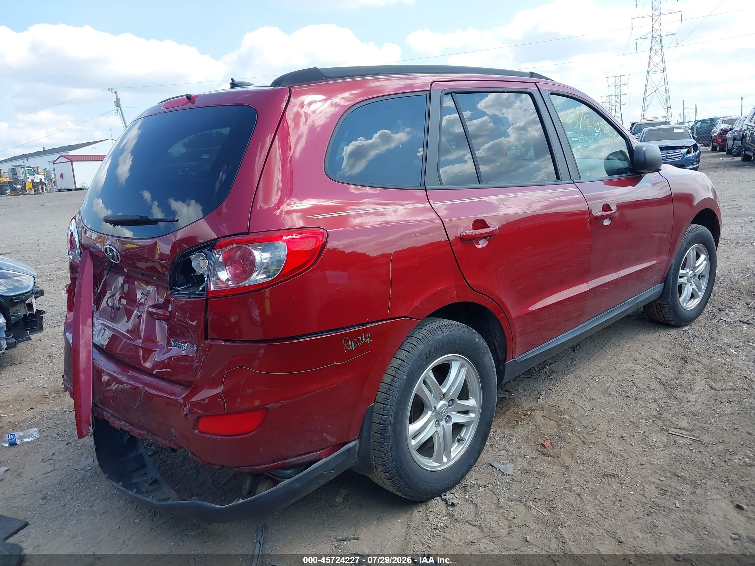 2011 Hyundai Santa Fe Gls Red vin: 5XYZG3AB3BG055060