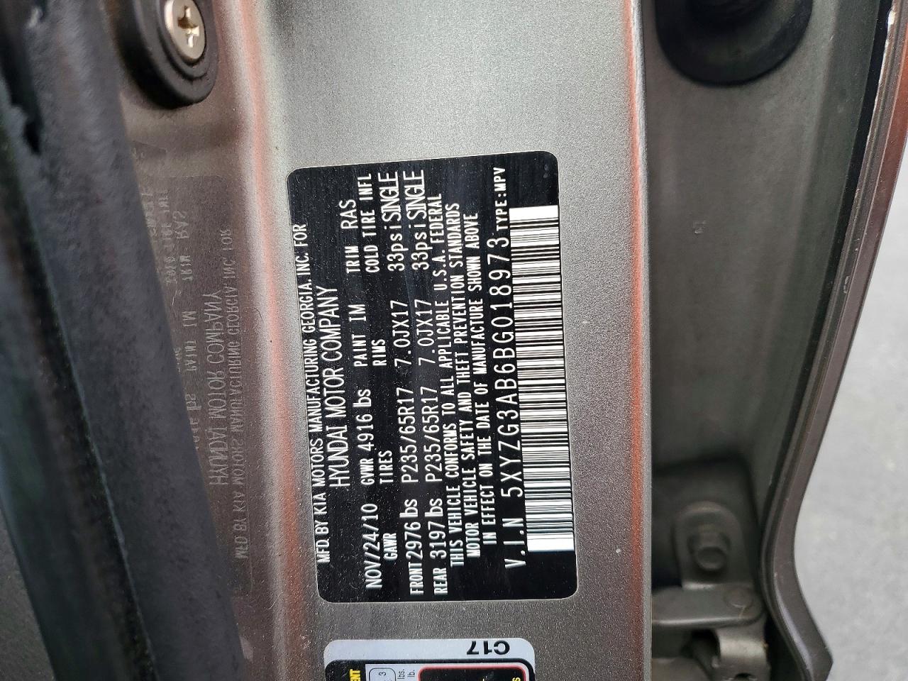2011 Hyundai Santa Fe Gls Gray vin: 5XYZG3AB6BG018973