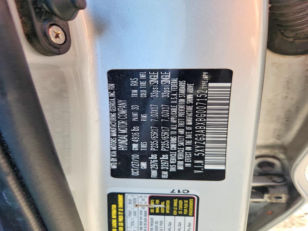 2011 Hyundai Santa Fe Gls Silver vin: 5XYZG3ABXBG007152