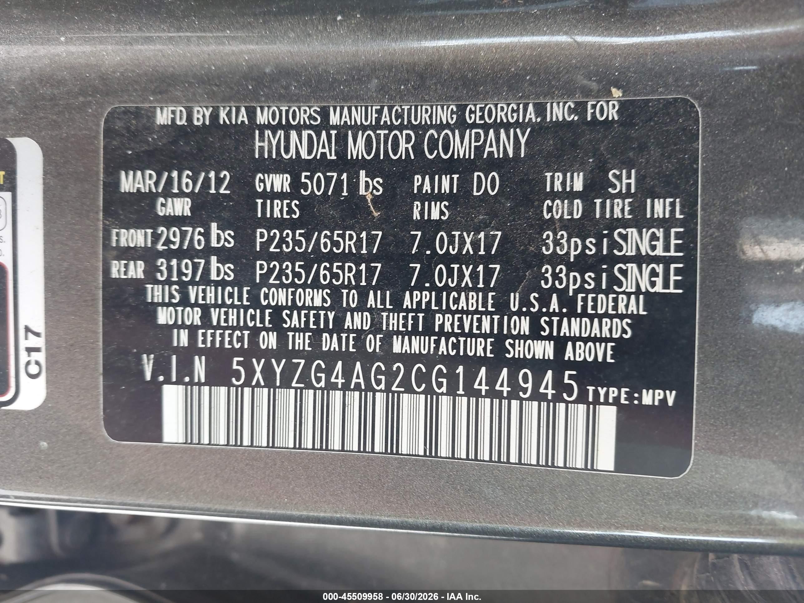2012 Hyundai Santa Fe Gls V6 Brown vin: 5XYZG4AG2CG144945