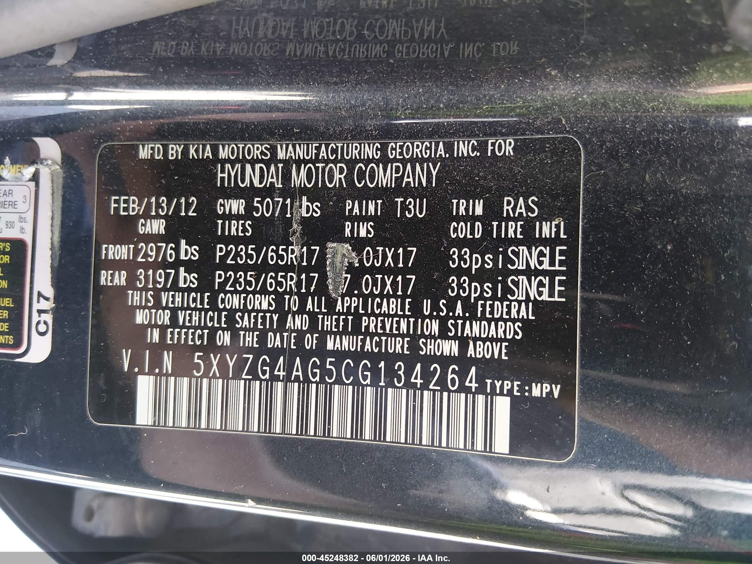 2012 Hyundai Santa Fe Gls V6 Синий vin: 5XYZG4AG5CG134264
