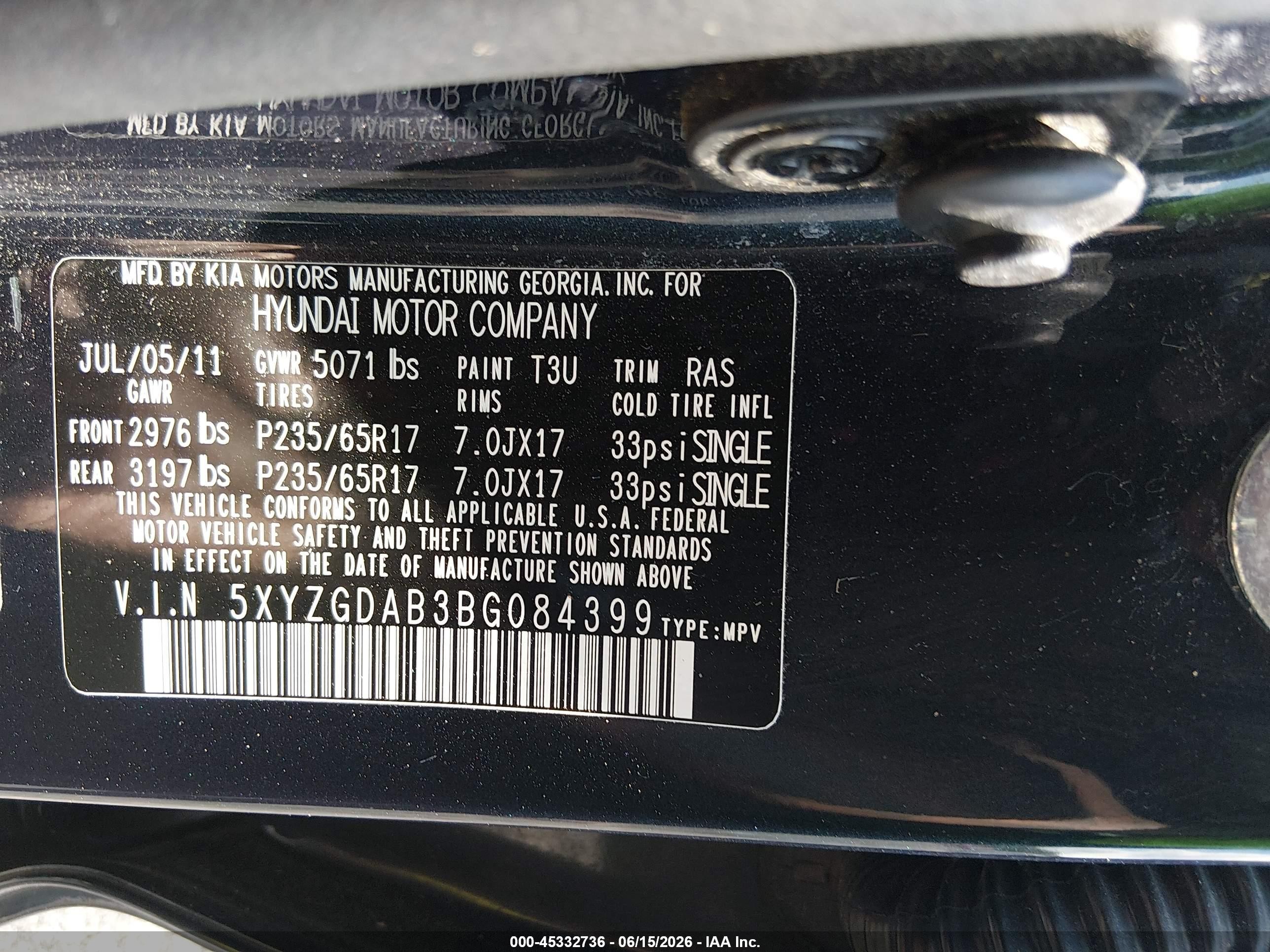 2011 Hyundai Santa Fe Gls Синий vin: 5XYZGDAB3BG084399