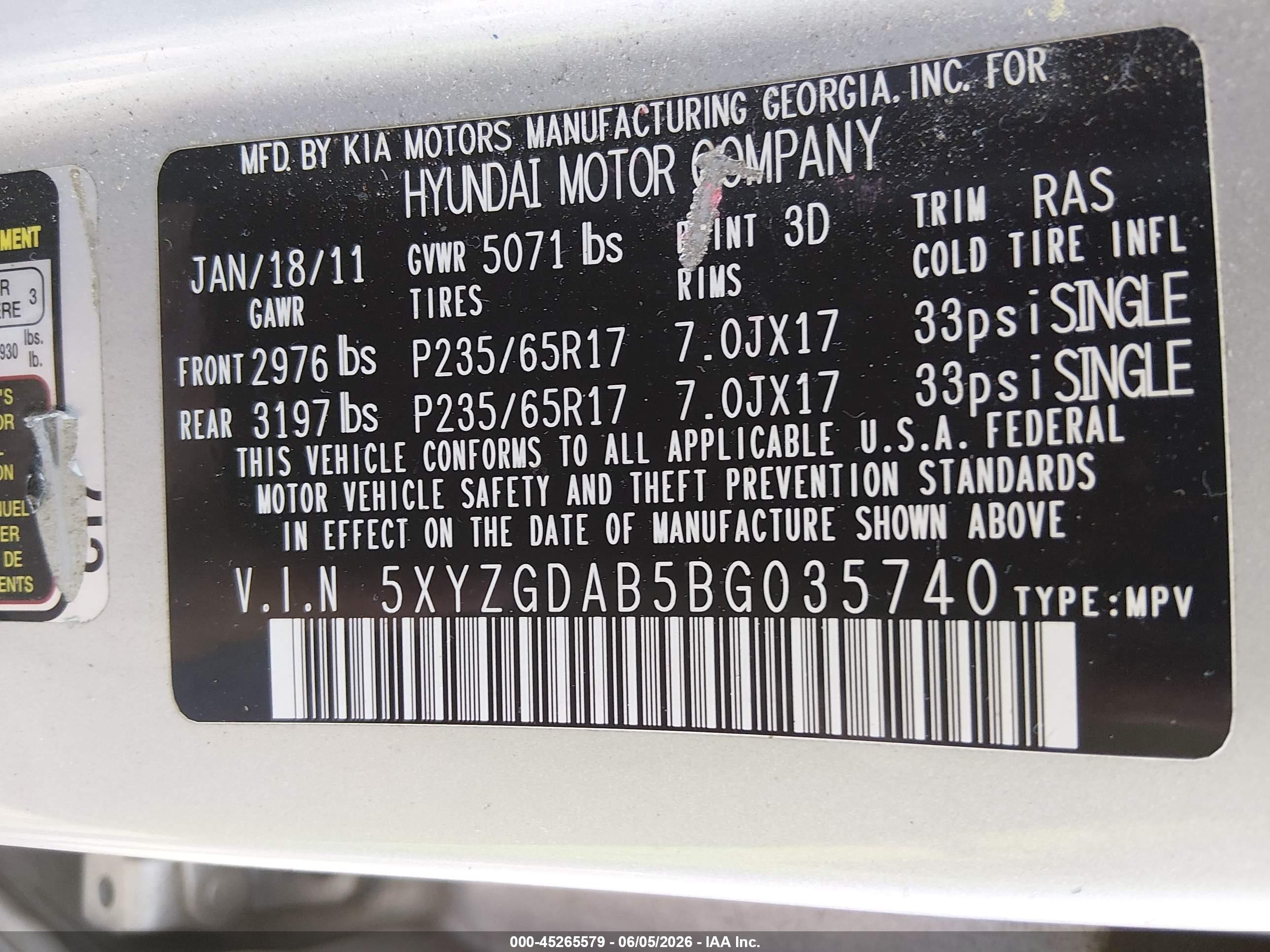 2011 Hyundai Santa Fe Gls Серебряный vin: 5XYZGDAB5BG035740