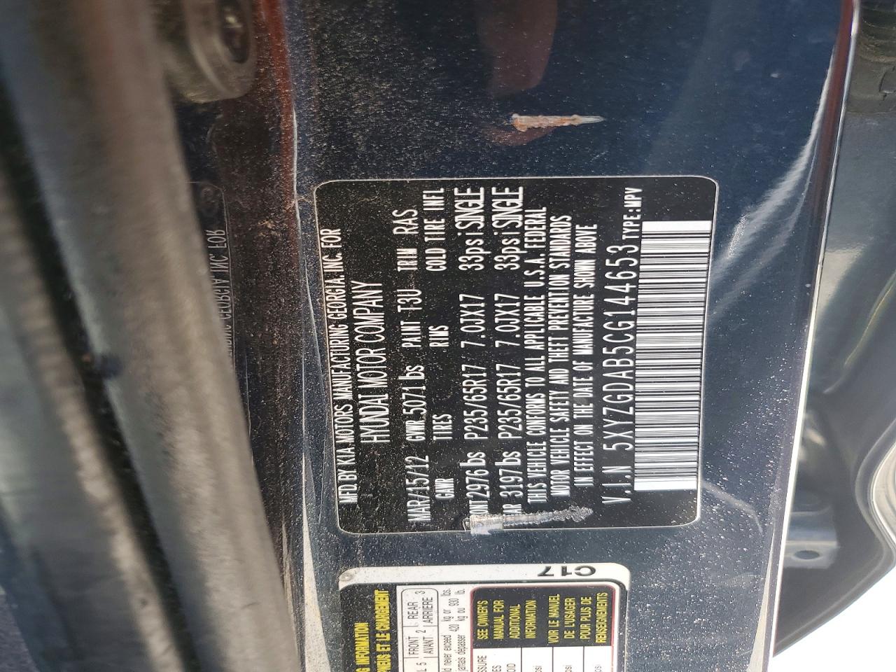 2012 Hyundai Santa Fe Gls Blue vin: 5XYZGDAB5CG144653