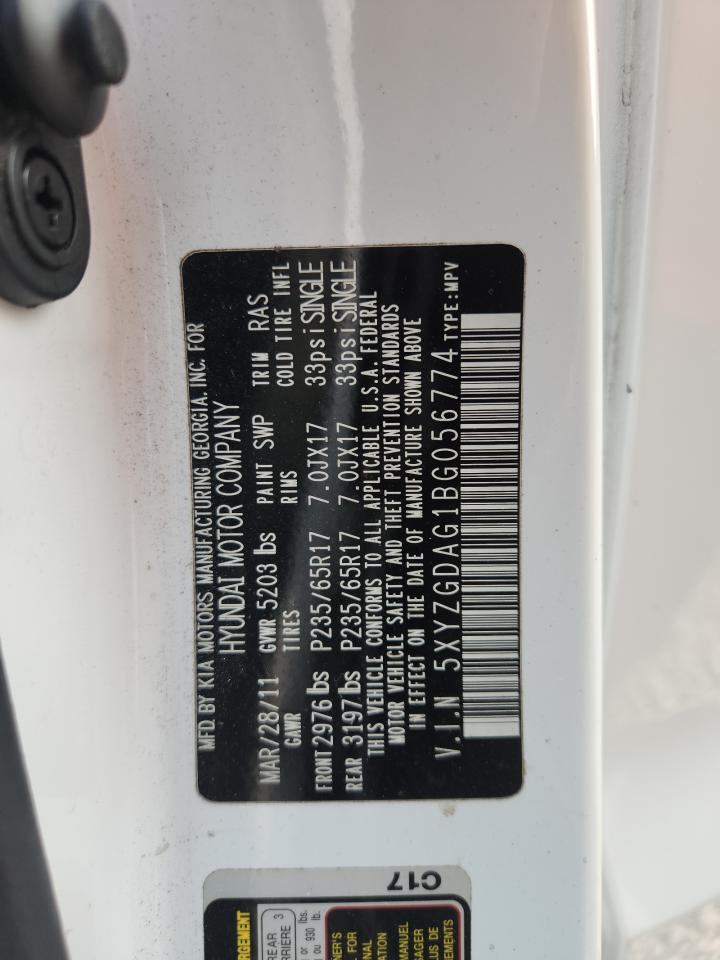 2011 Hyundai Santa Fe Gls White vin: 5XYZGDAG1BG056774