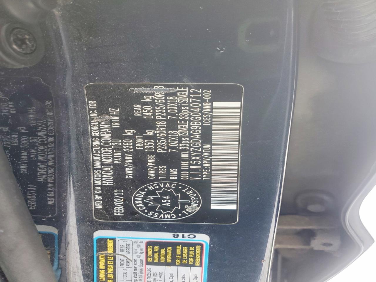 2011 Hyundai Santa Fe Gls Gray vin: 5XYZGDAG9BG040712