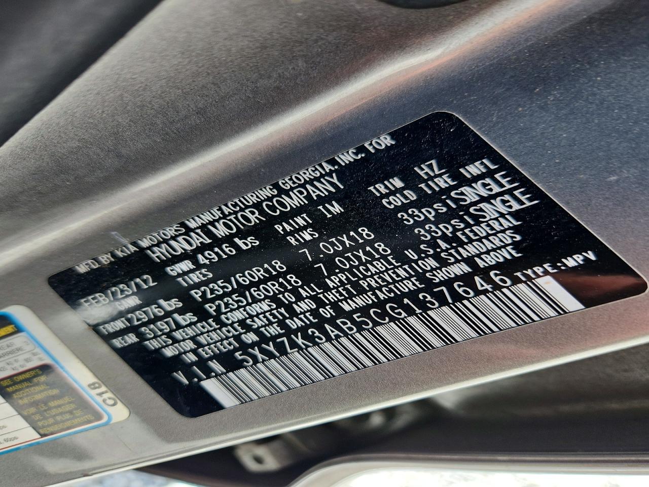 2012 Hyundai Santa Fe Limited Gray vin: 5XYZK3AB5CG137646