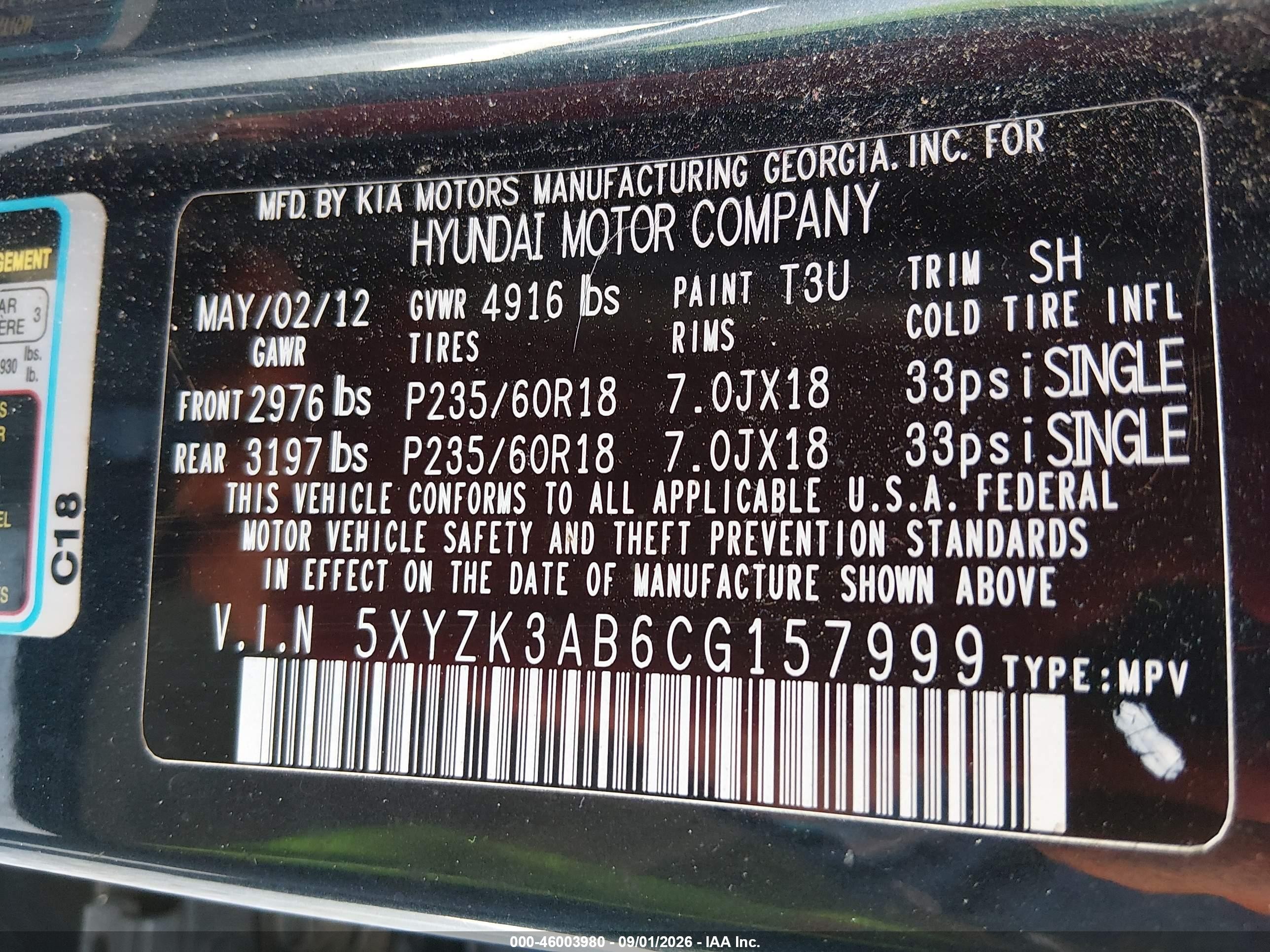 2012 Hyundai Santa Fe Limited Dark Blue vin: 5XYZK3AB6CG157999