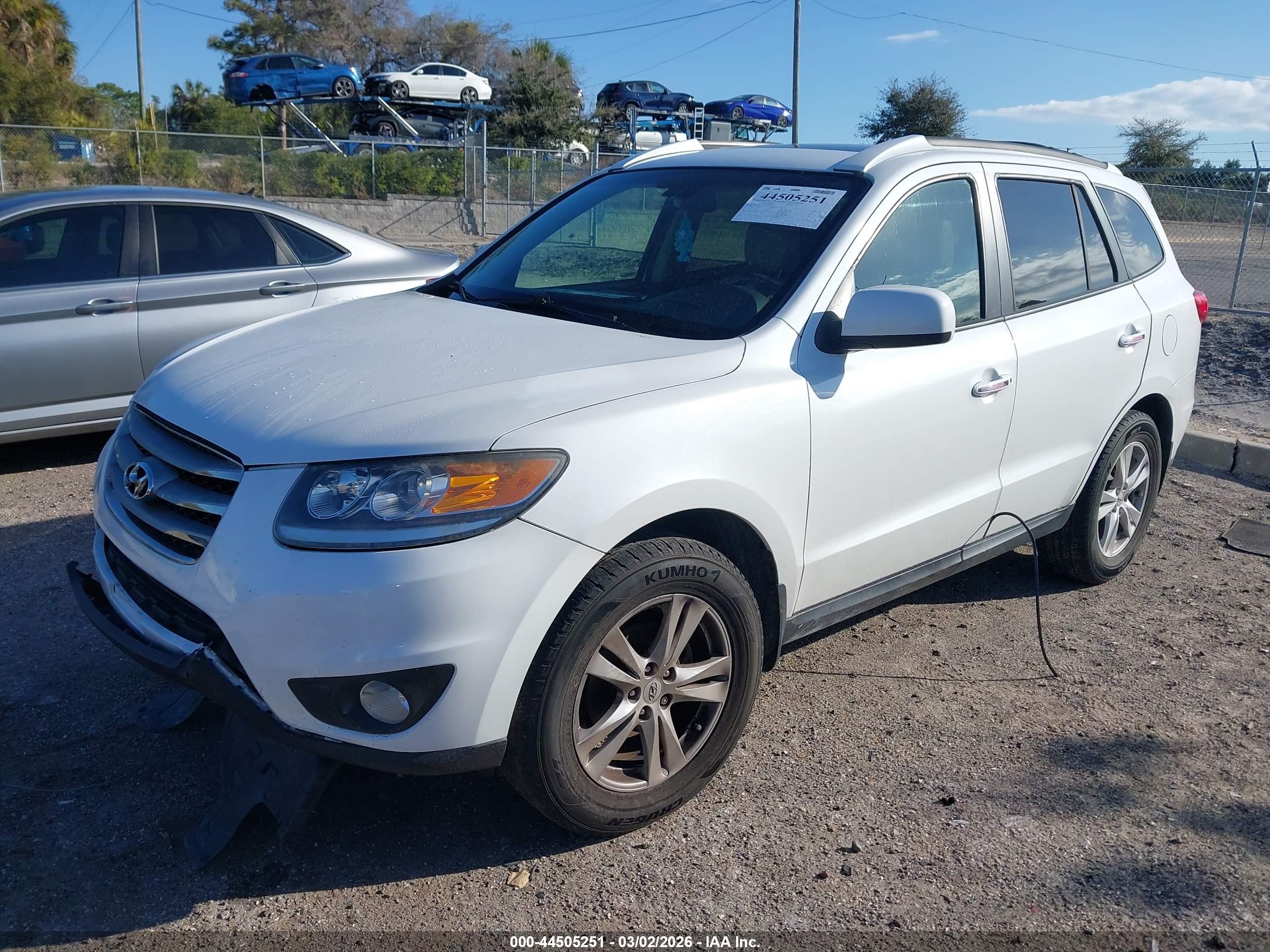 2012 Hyundai Santa Fe Limited V6 White vin: 5XYZK4AG7CG139366