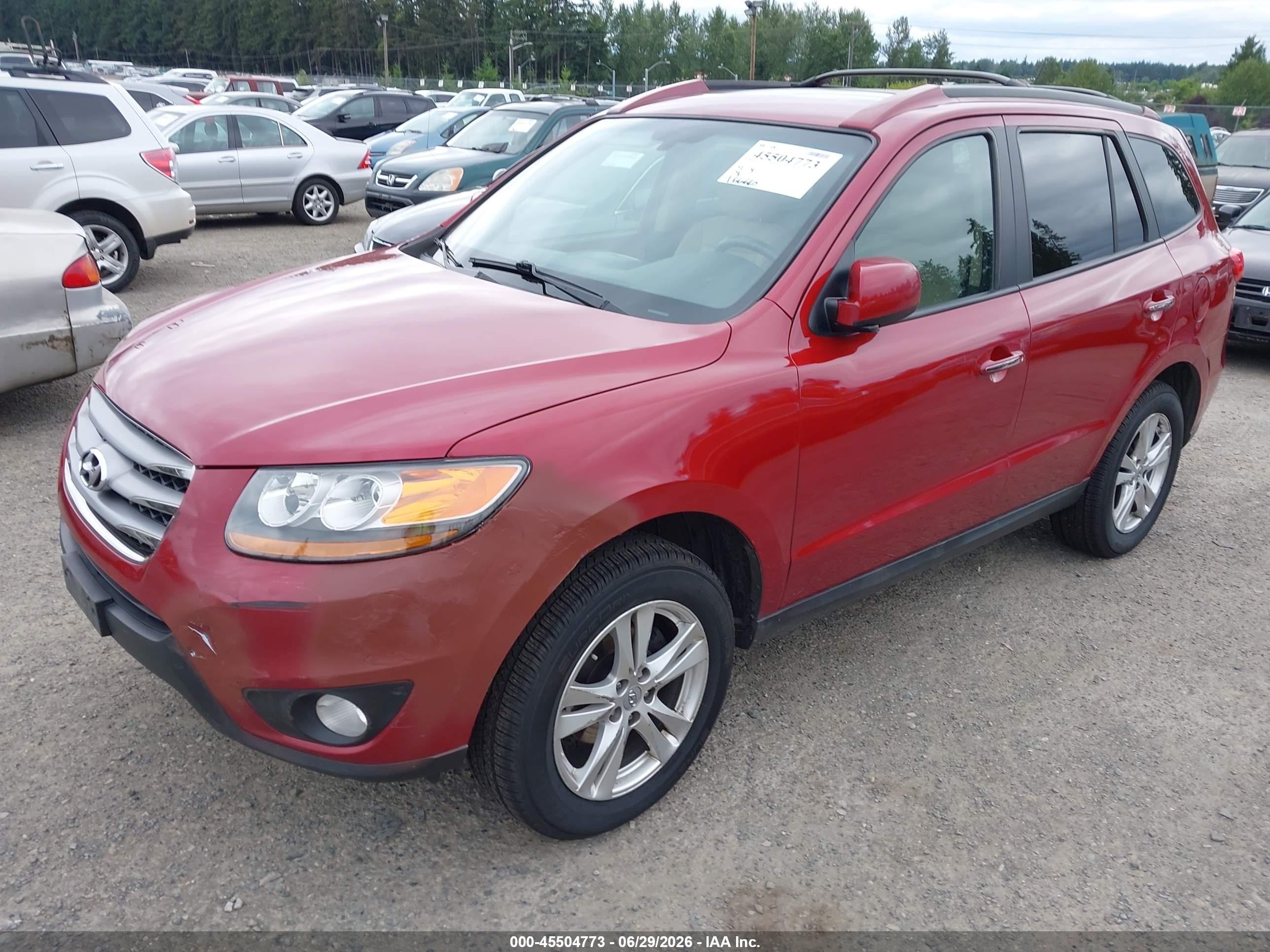 2012 Hyundai Santa Fe Limited V6 Red vin: 5XYZKDAG2CG129473