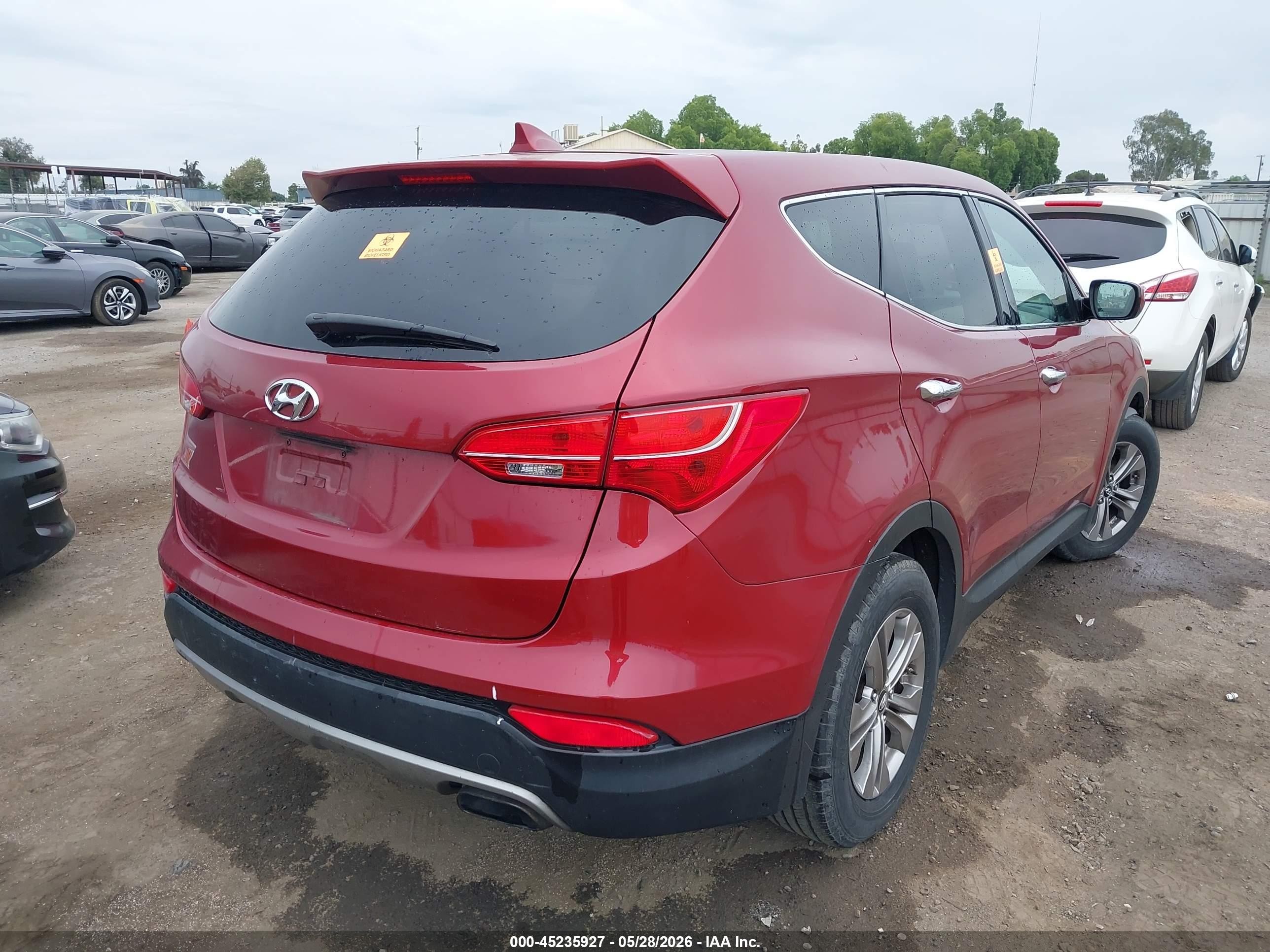 2014 Hyundai Santa Fe Sport 2.4l Red vin: 5XYZT3LB1EG145773