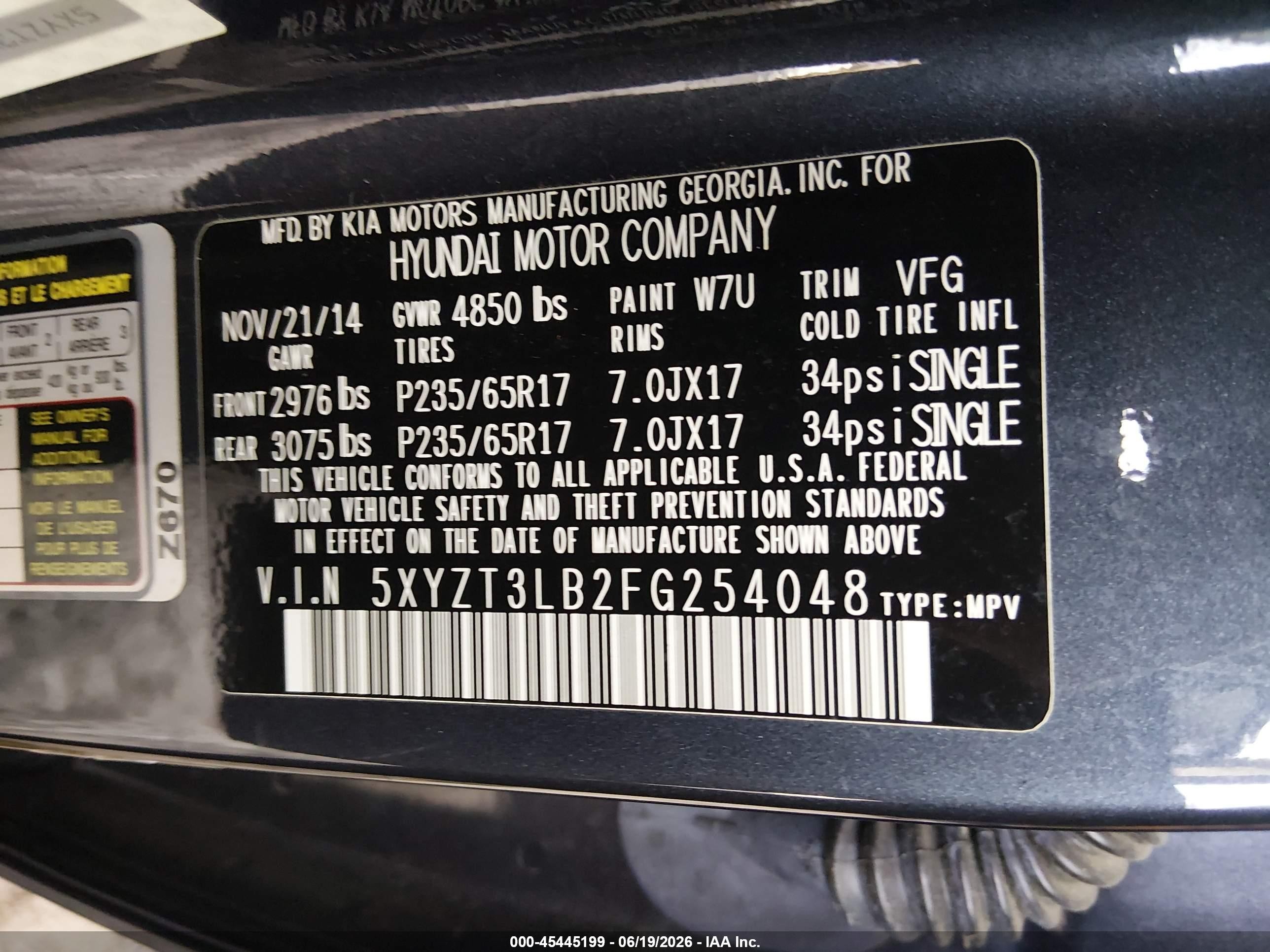 2015 Hyundai Santa Fe Sport 2.4l Синий vin: 5XYZT3LB2FG254048