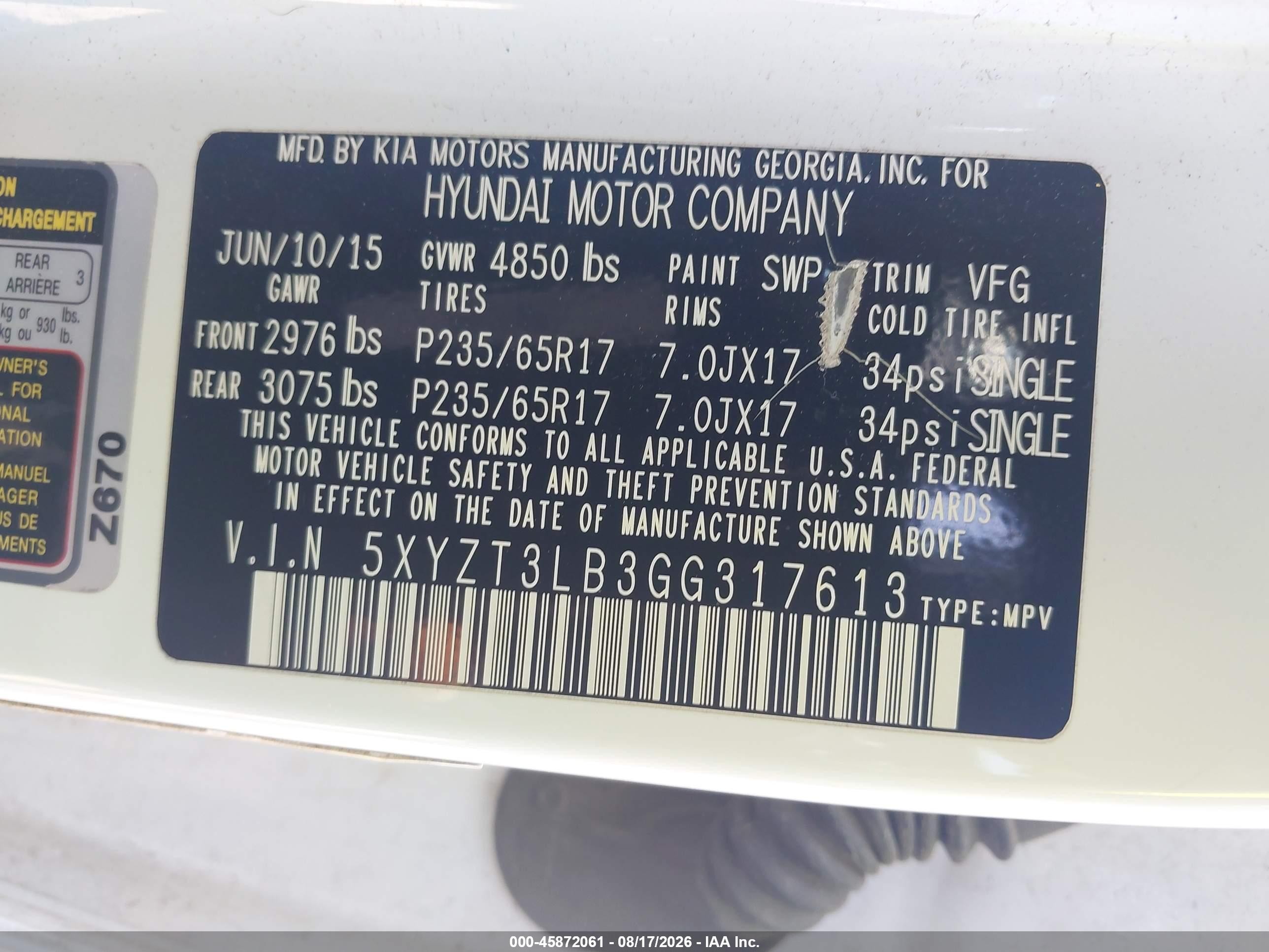 2016 Hyundai Santa Fe Sport 2.4l White vin: 5XYZT3LB3GG317613