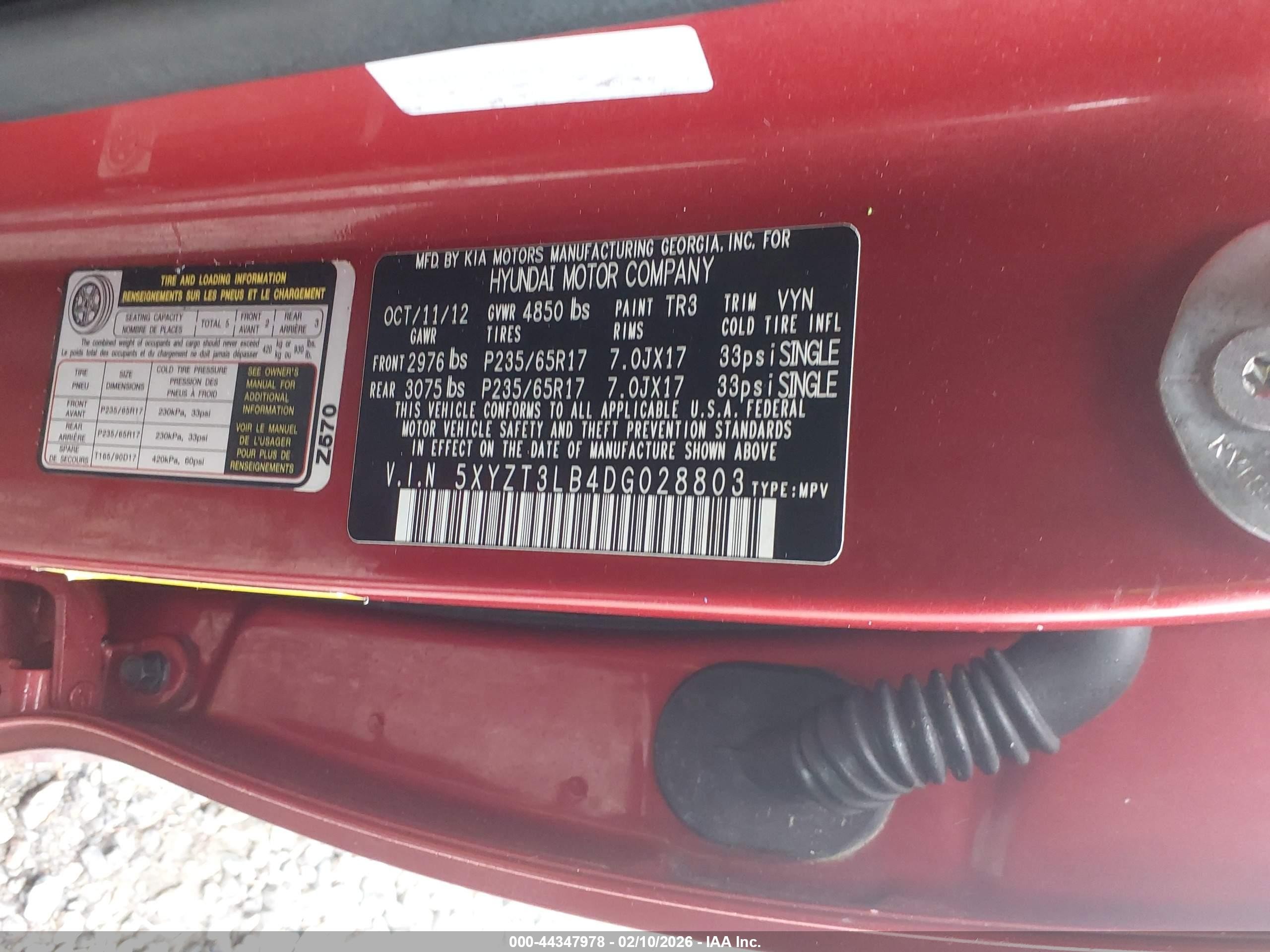 2013 Hyundai Santa Fe Sport Red vin: 5XYZT3LB4DG028803
