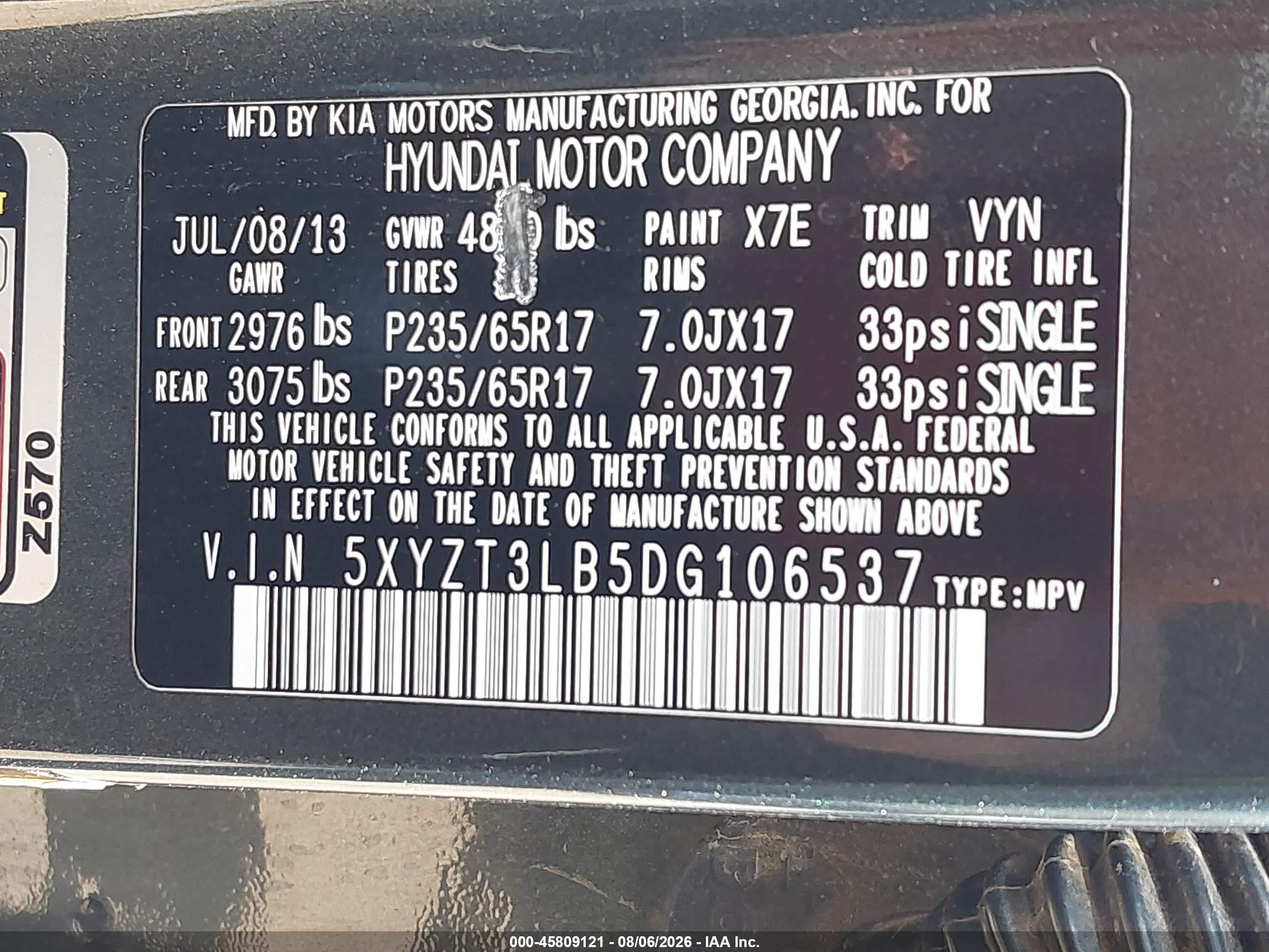 2013 Hyundai Santa Fe Sport Gray vin: 5XYZT3LB5DG106537
