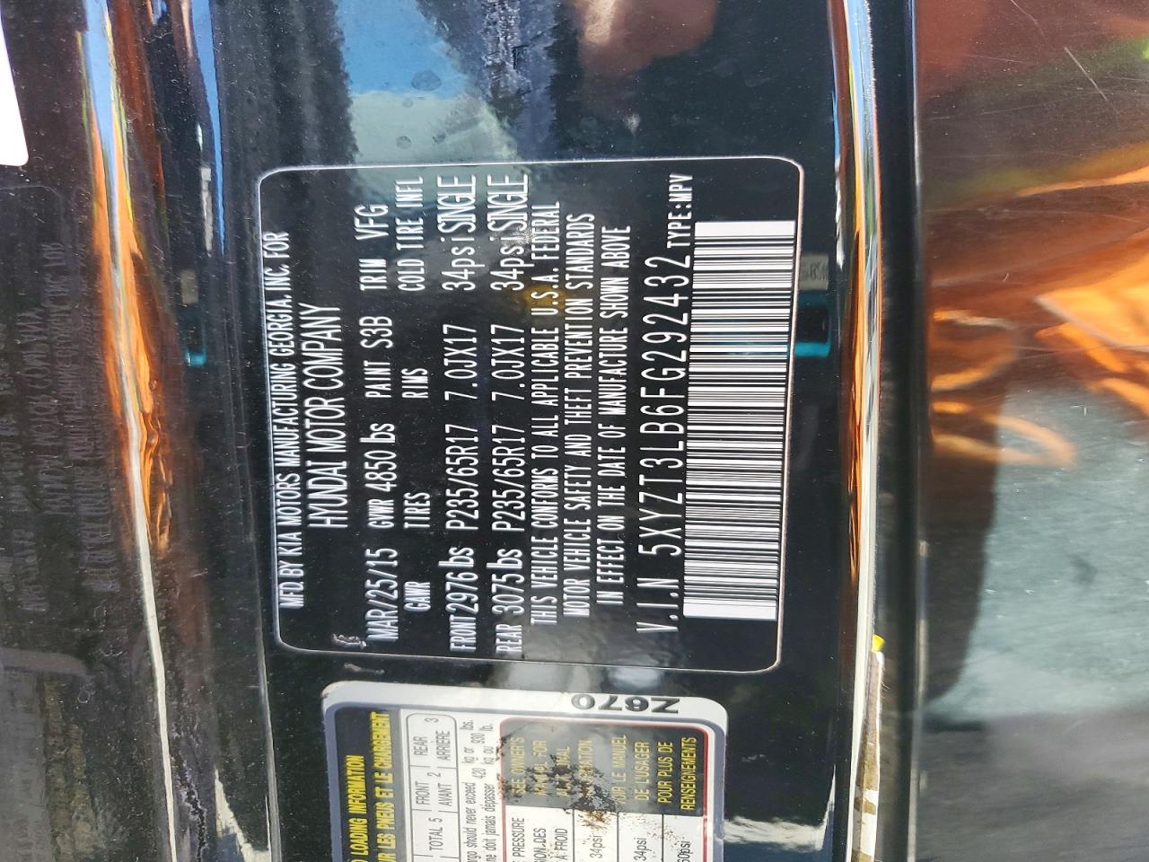 2015 Hyundai Santa Fe Sport 2.4l Черный vin: 5XYZT3LB6FG292432