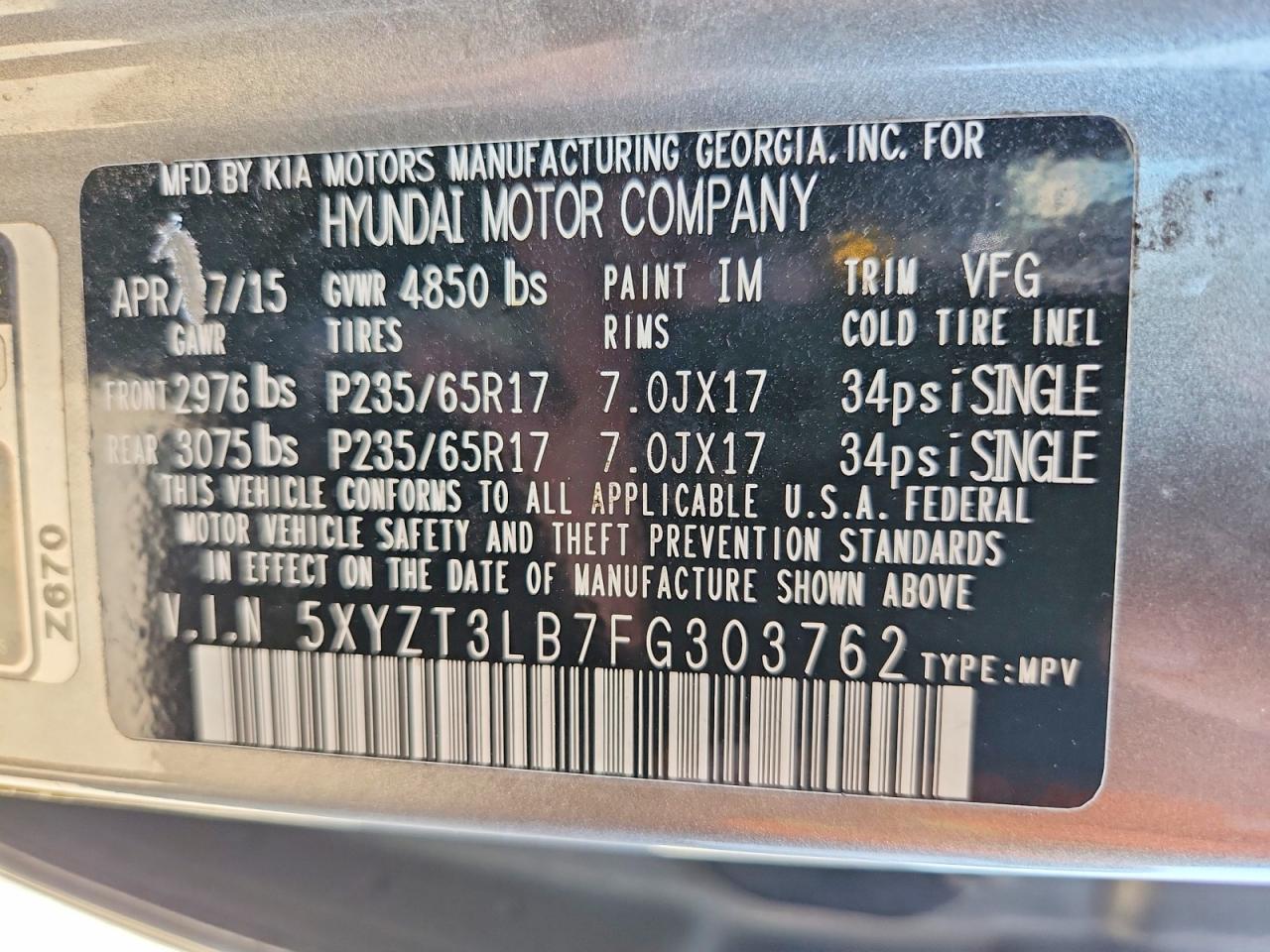 2015 Hyundai Santa Fe Sport 2.4l Gray vin: 5XYZT3LB7FG303762