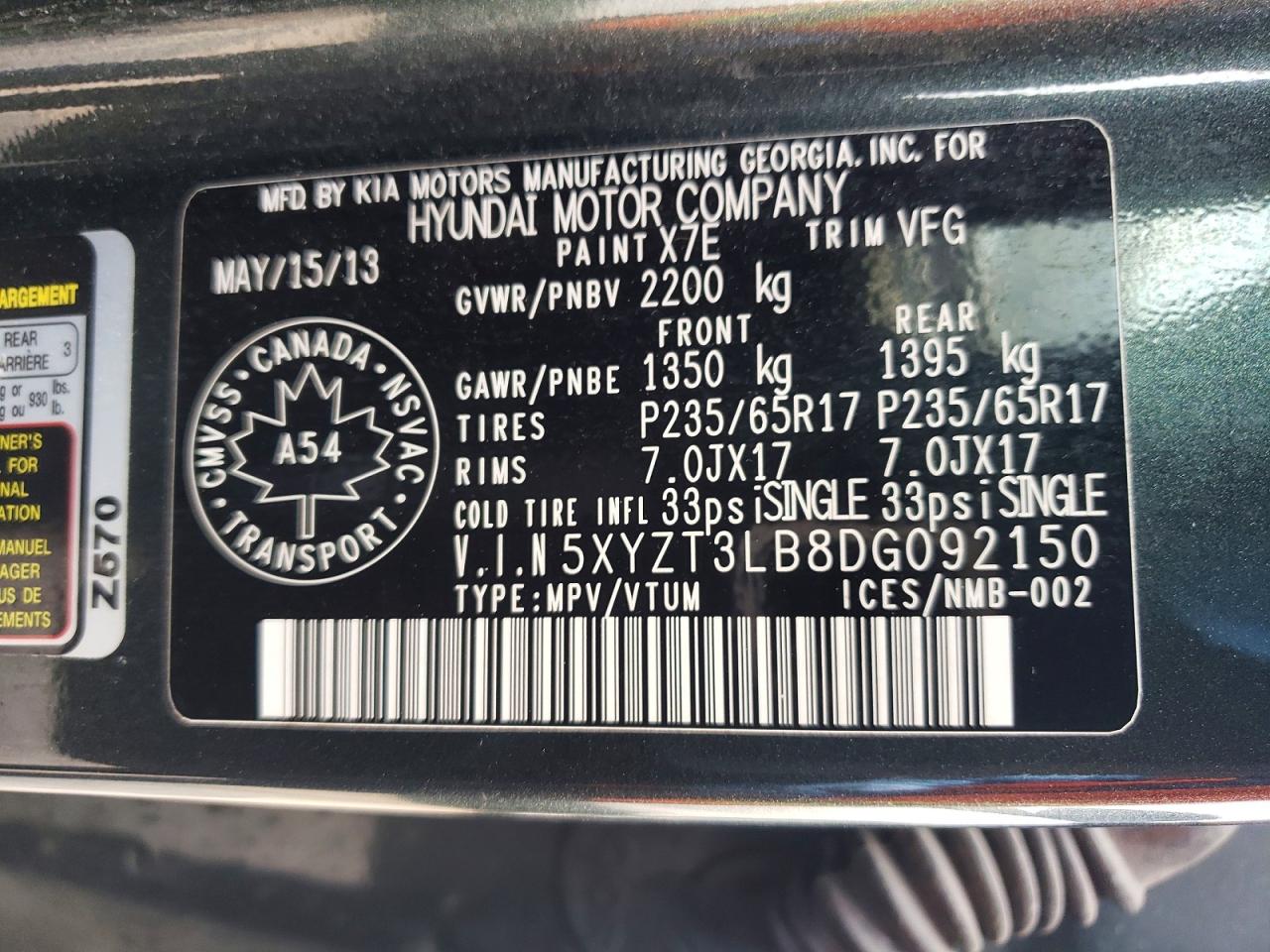 2013 Hyundai Santa Fe Sport 2.4l Gray vin: 5XYZT3LB8DG092150