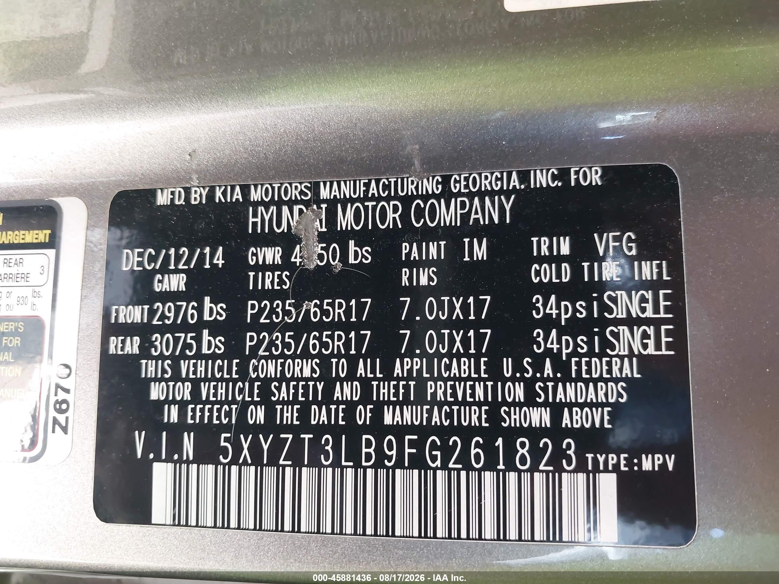2015 Hyundai Santa Fe Sport 2.4l Gray vin: 5XYZT3LB9FG261823