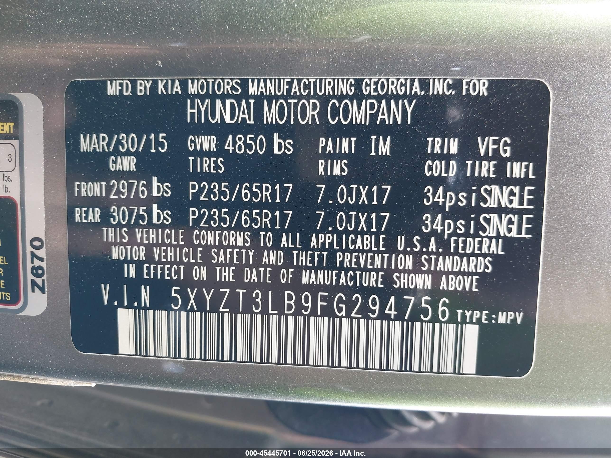 2015 Hyundai Santa Fe Sport 2.4l Gray vin: 5XYZT3LB9FG294756