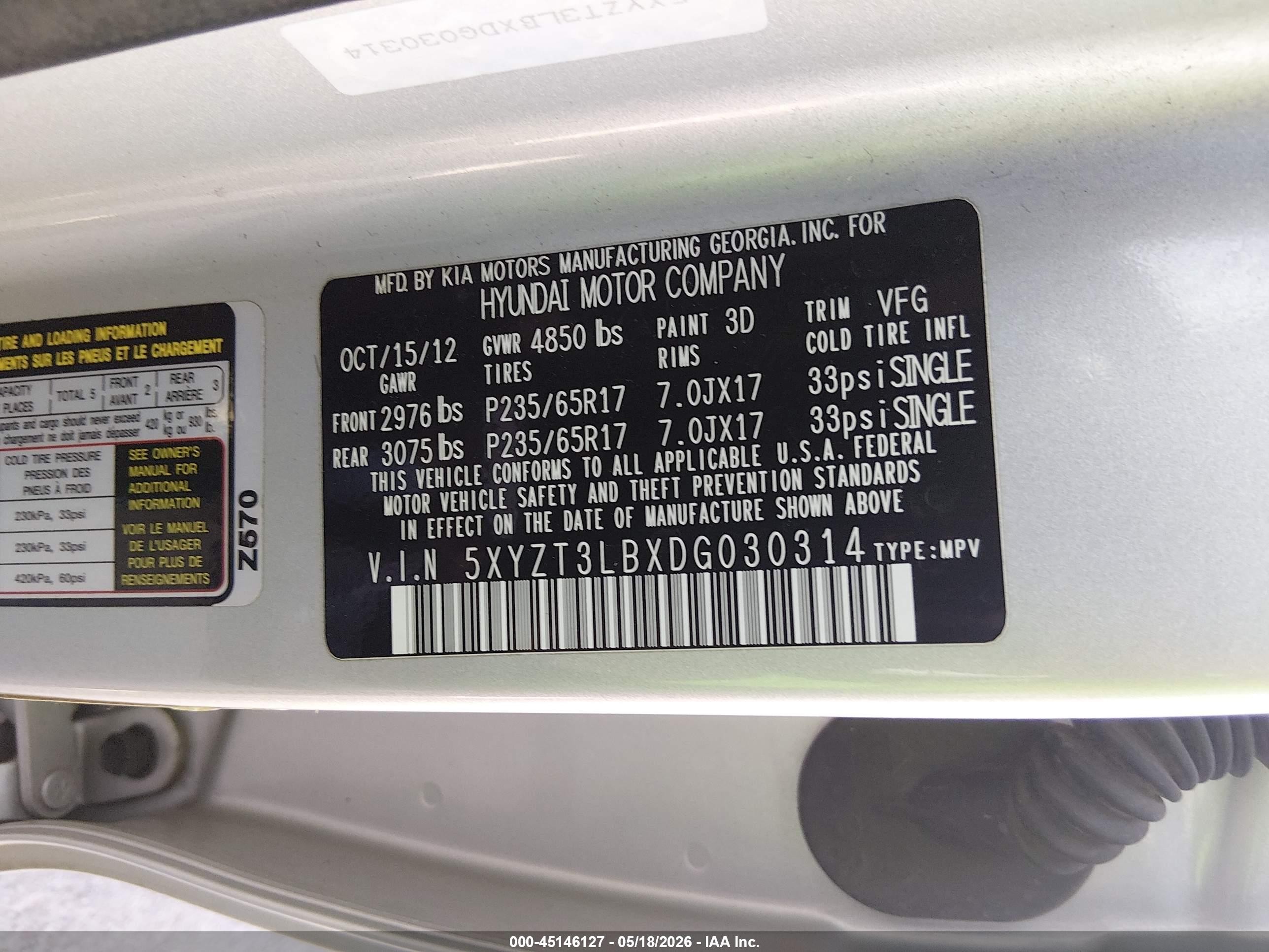2013 Hyundai Santa Fe Sport Silver vin: 5XYZT3LBXDG030314