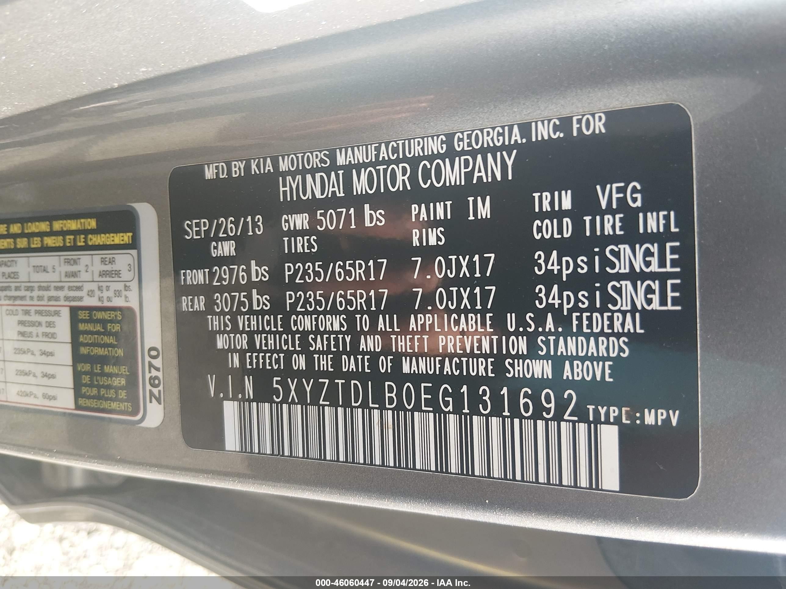2014 Hyundai Santa Fe Sport 2.4l Gray vin: 5XYZTDLB0EG131692