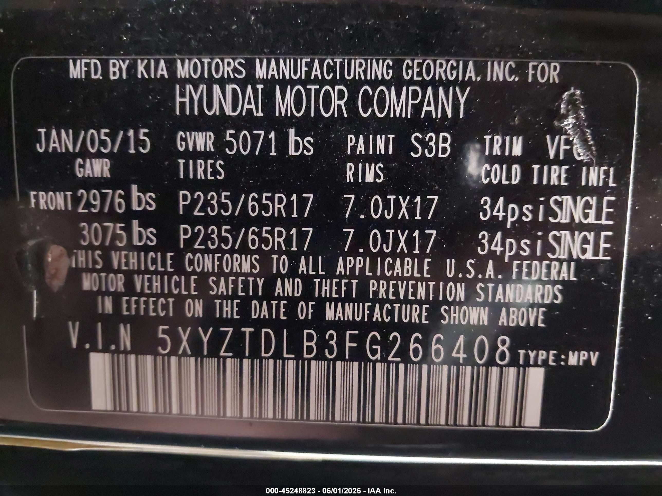 2015 Hyundai Santa Fe Sport 2.4l Черный vin: 5XYZTDLB3FG266408