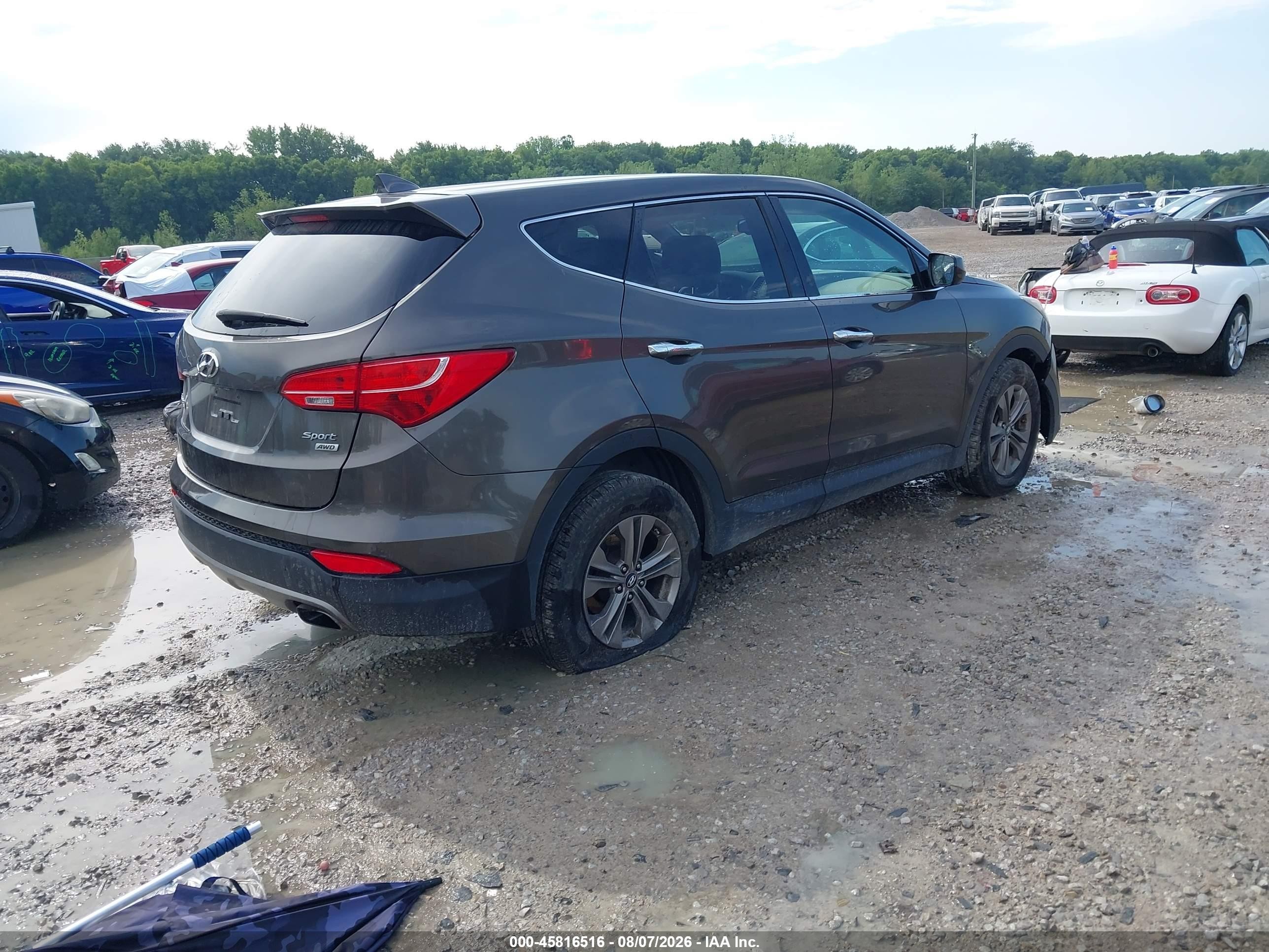2014 Hyundai Santa Fe Sport 2.4l Gray vin: 5XYZTDLB4EG151900