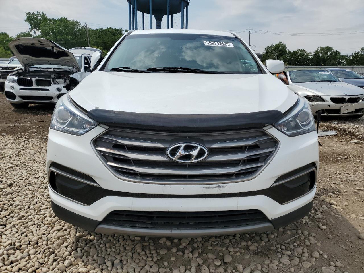 2017 Hyundai Santa Fe Sport 2.4l White vin: 5XYZTDLB5HG391512 Damage: Front Bumper, Scraped, 3 To 4 Inches