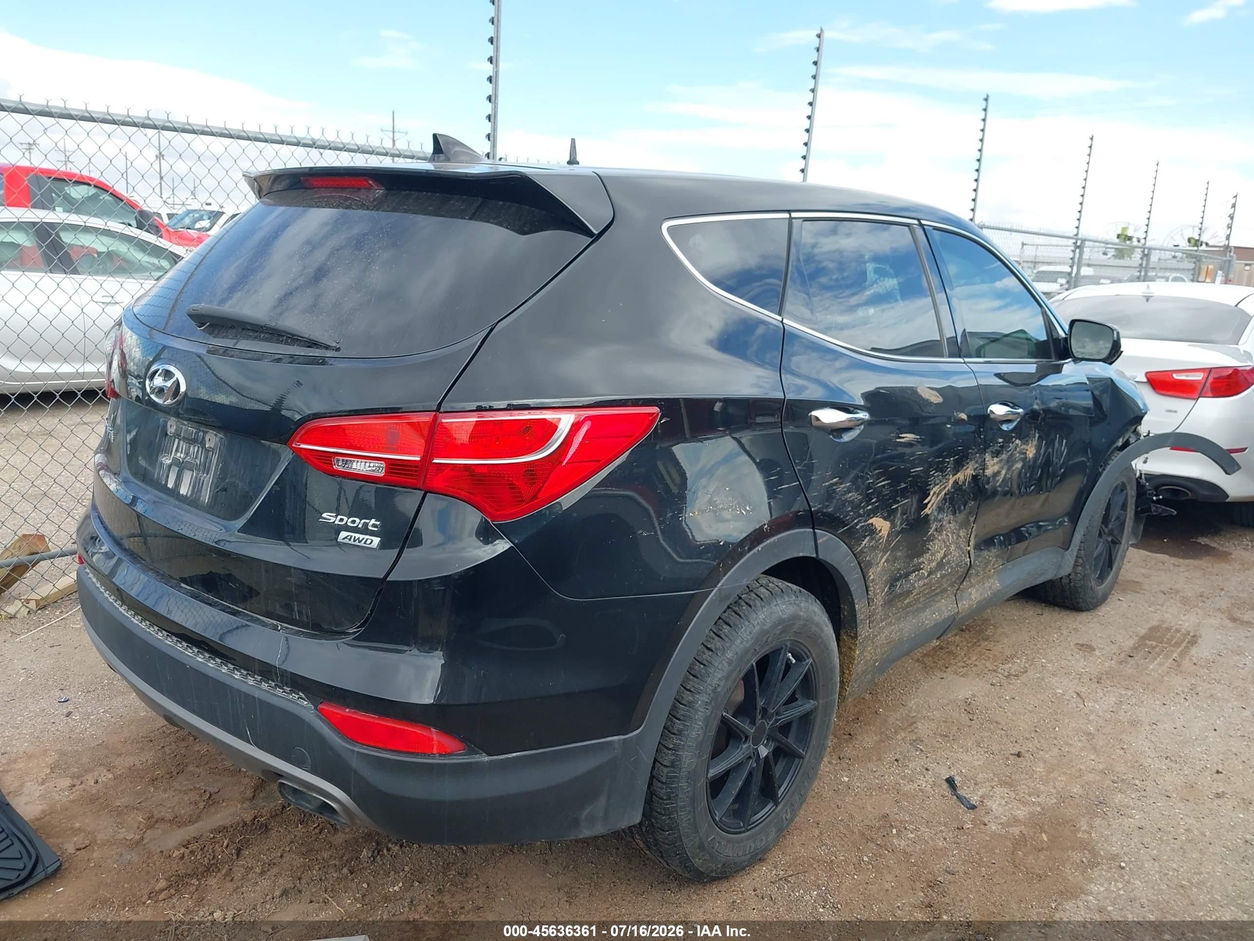 2015 Hyundai Santa Fe Sport 2.4l Black vin: 5XYZTDLB6FG283039
