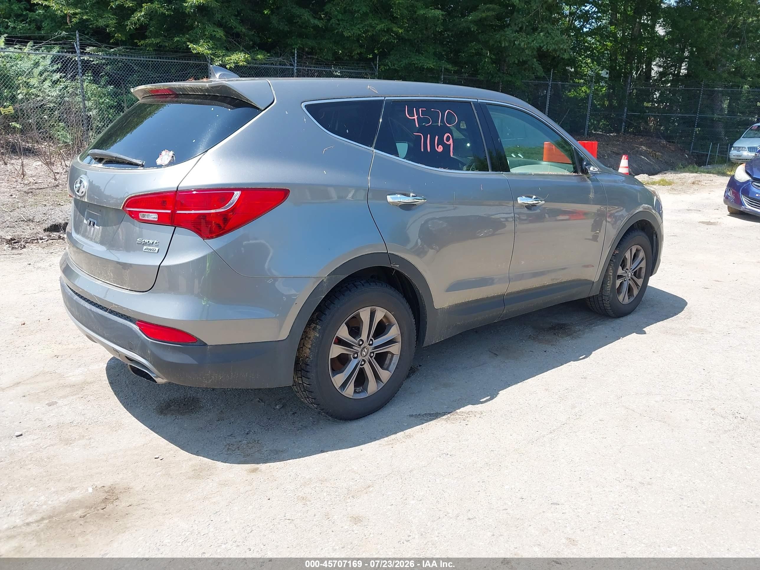 2013 Hyundai Santa Fe Sport Gray vin: 5XYZTDLB7DG008700