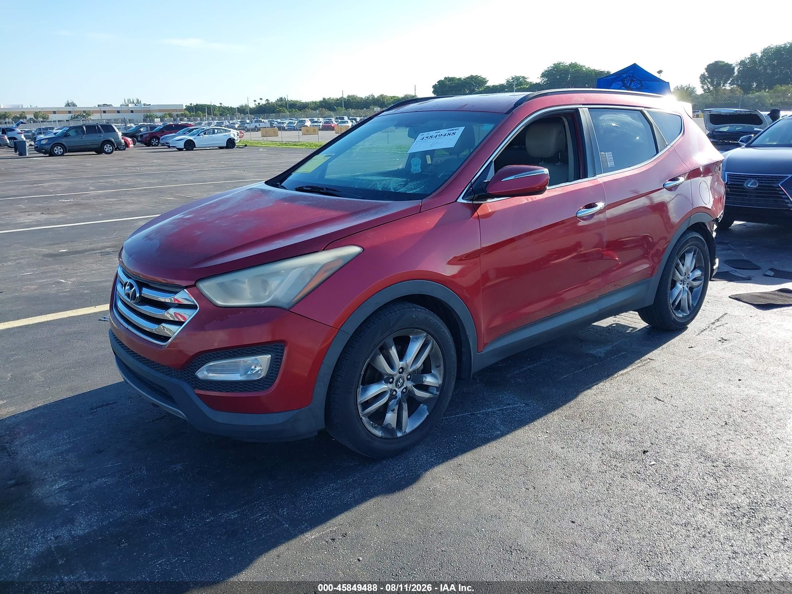 2013 Hyundai Santa Fe Sport 2.0t Red vin: 5XYZU3LA0DG069059