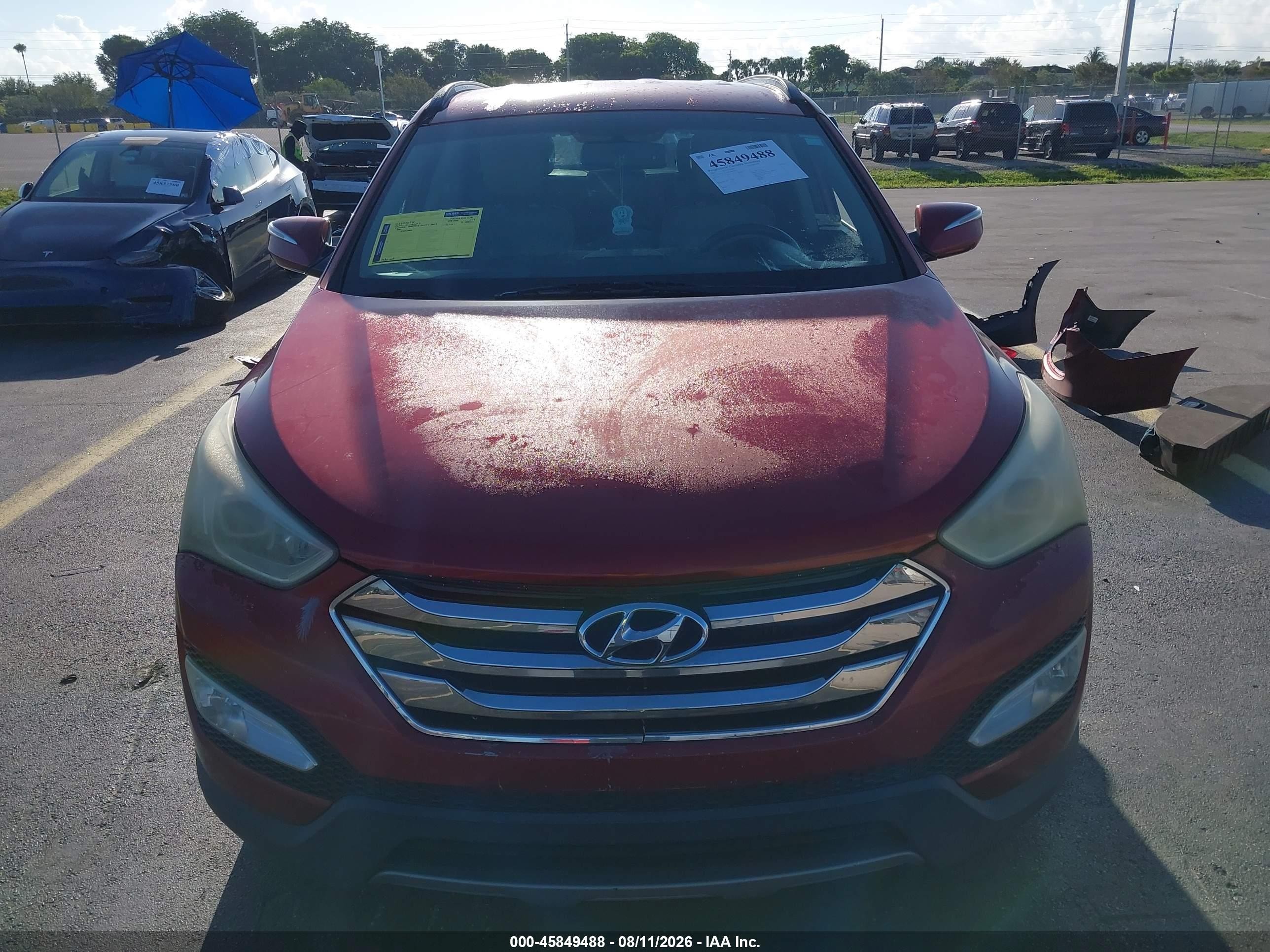 2013 Hyundai Santa Fe Sport 2.0t Red vin: 5XYZU3LA0DG069059