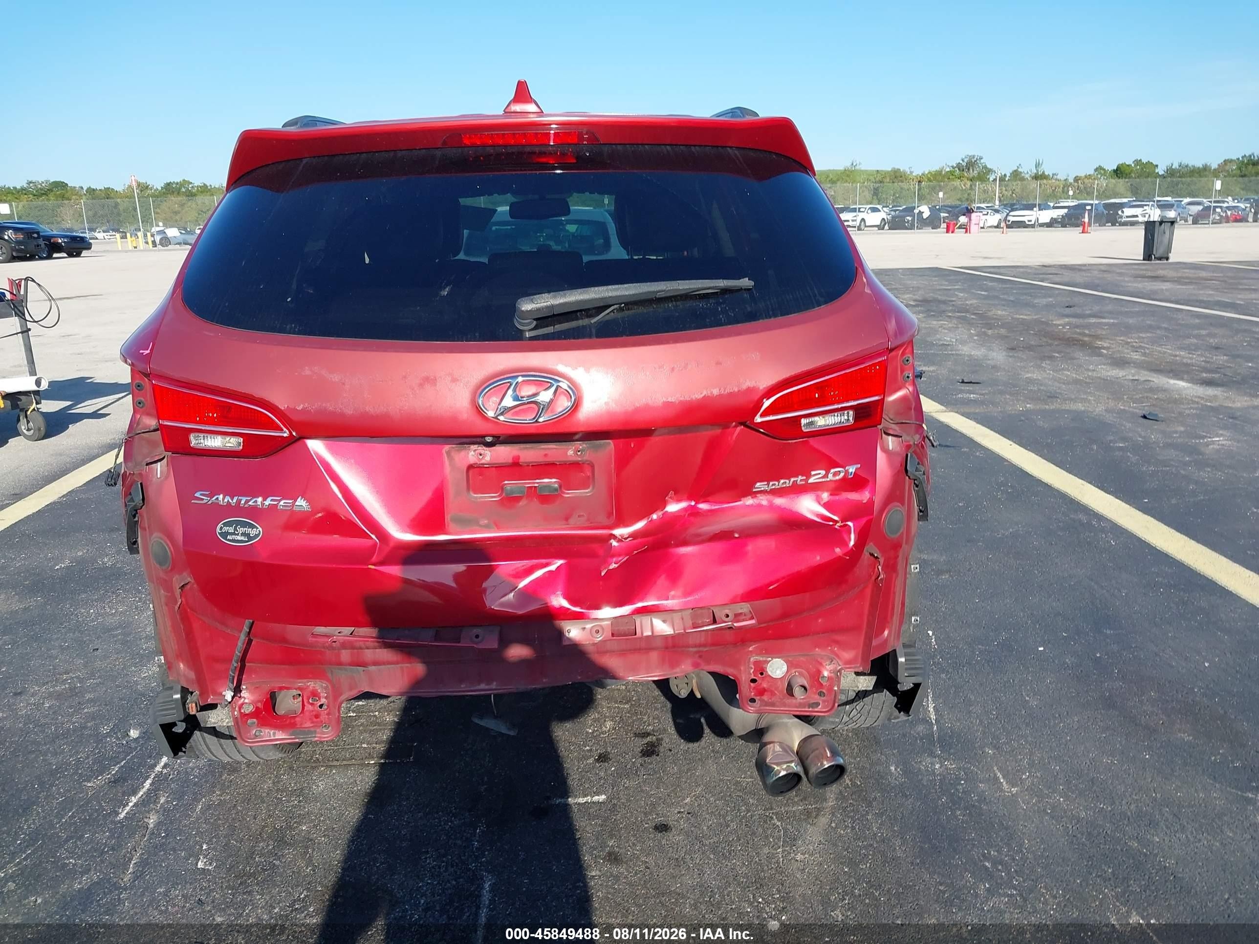 2013 Hyundai Santa Fe Sport 2.0t Red vin: 5XYZU3LA0DG069059