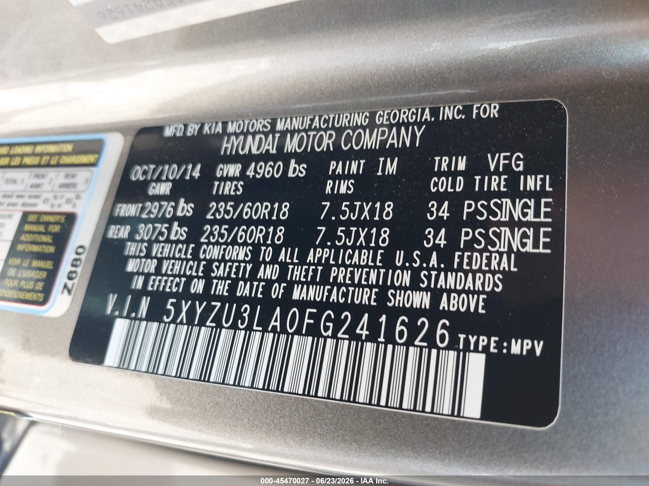 2015 Hyundai Santa Fe Sport 2.0l Turbo Teal vin: 5XYZU3LA0FG241626