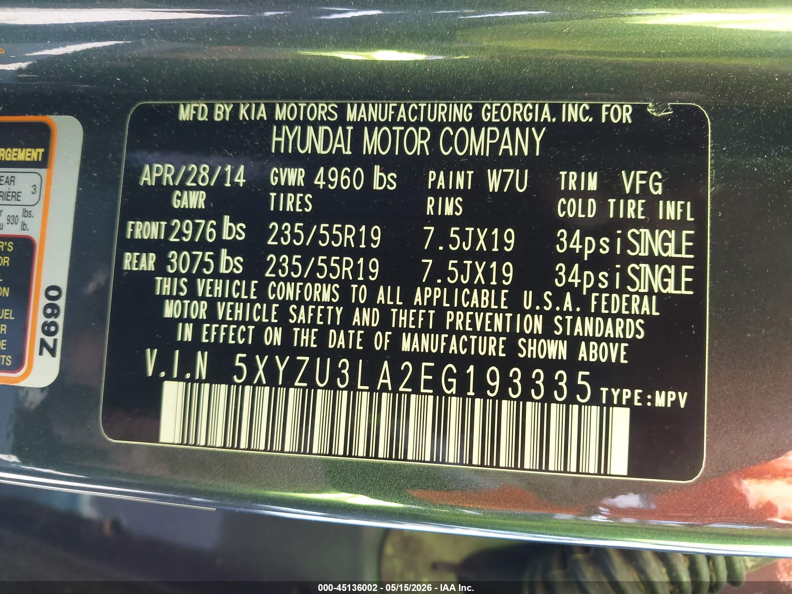 2014 Hyundai Santa Fe Sport 2.0l Turbo Gray vin: 5XYZU3LA2EG193335
